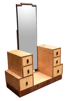 Table de coiffeuse gratte-ciel Art déco en érable blanc, vers 1930
