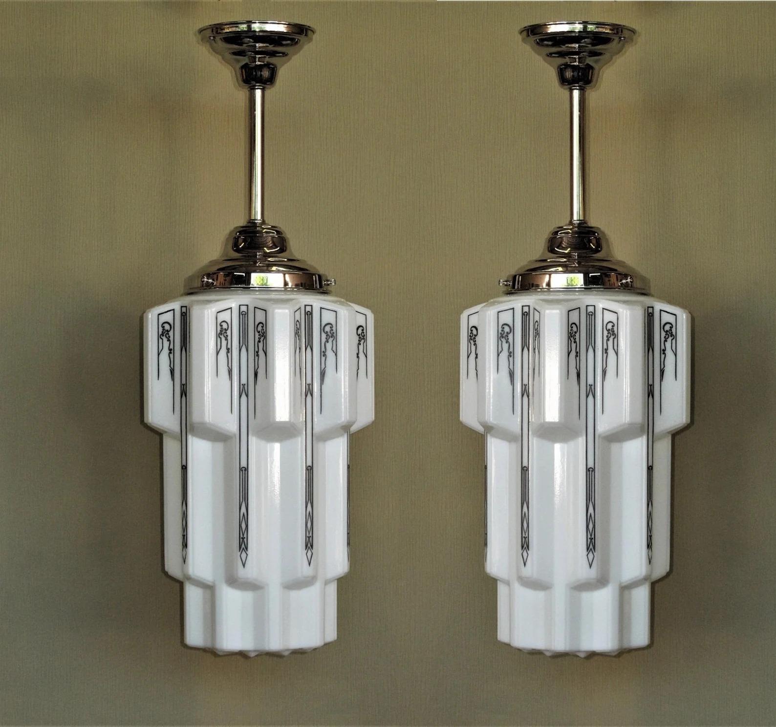 Cotto in fornace 6 apparecchi a grattacielo Art Deco, 1930 circa Luci d'epoca Prezzo unitario in vendita