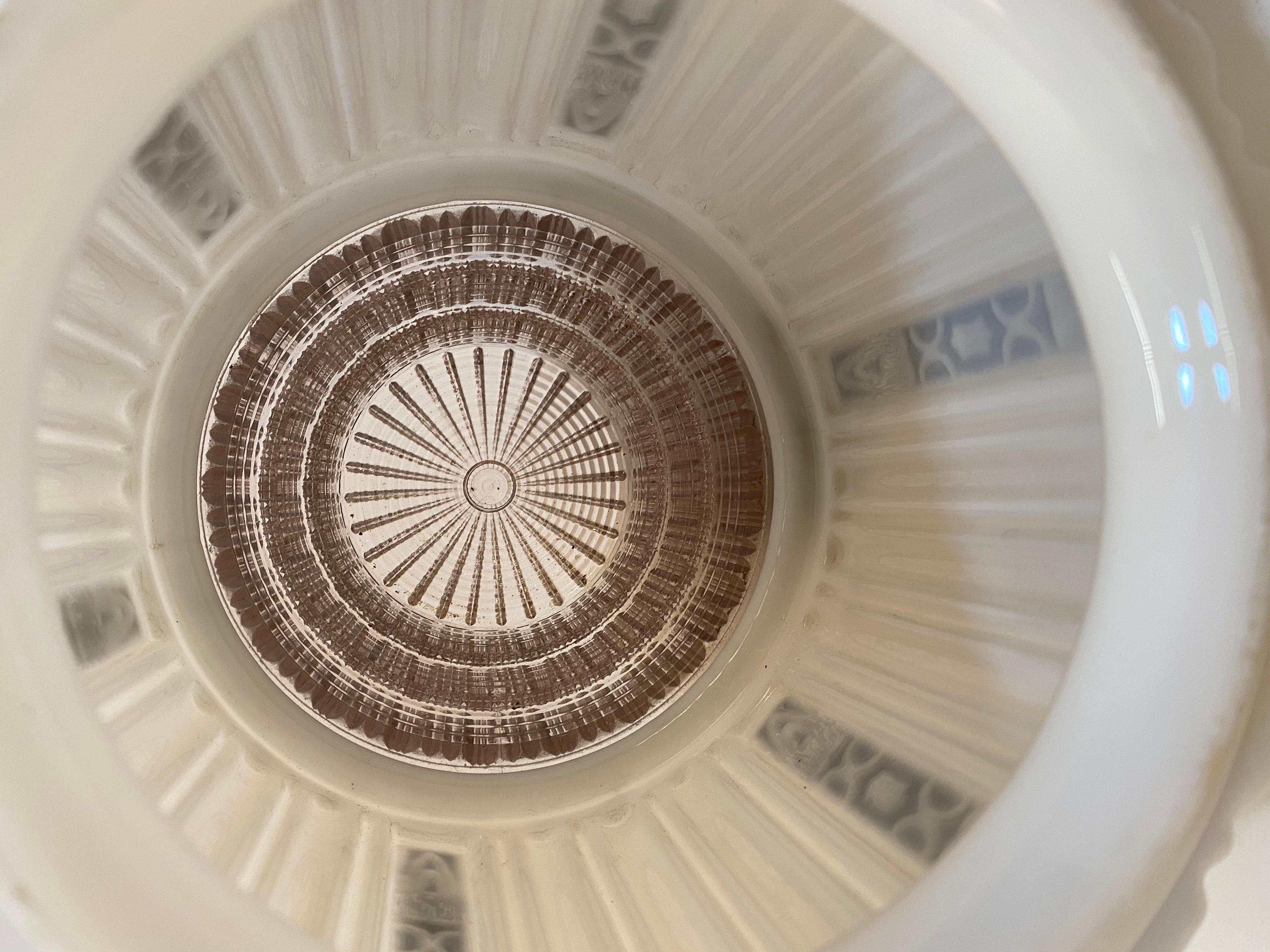 Art Deco Skyscraper Milk Glass and Holophane Canopy Shade 2