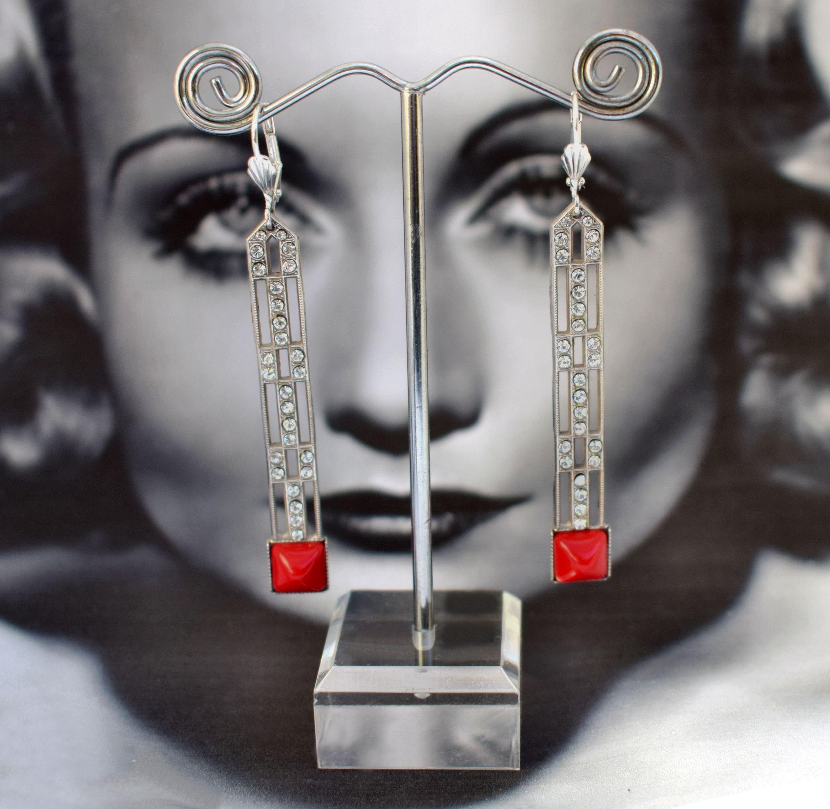 Art Deco Style Skyscraper Modernist Earrings 1