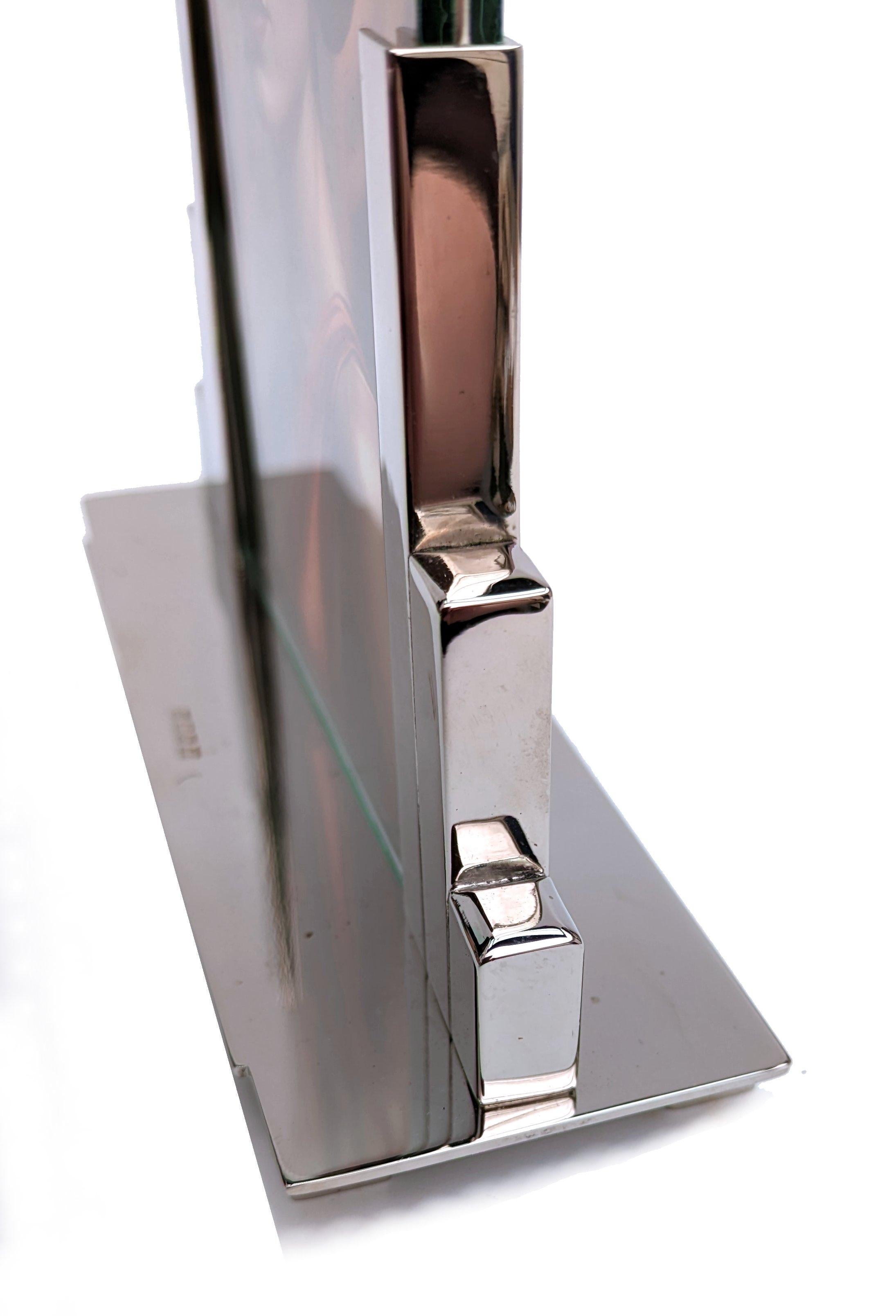 Art Deco Skyscraper Nickle Silver Free Standing Picture Frame, c1930 1