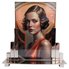 Art Deco Skyscraper Nickle Silver Free Standing Picture Frame, c1930
