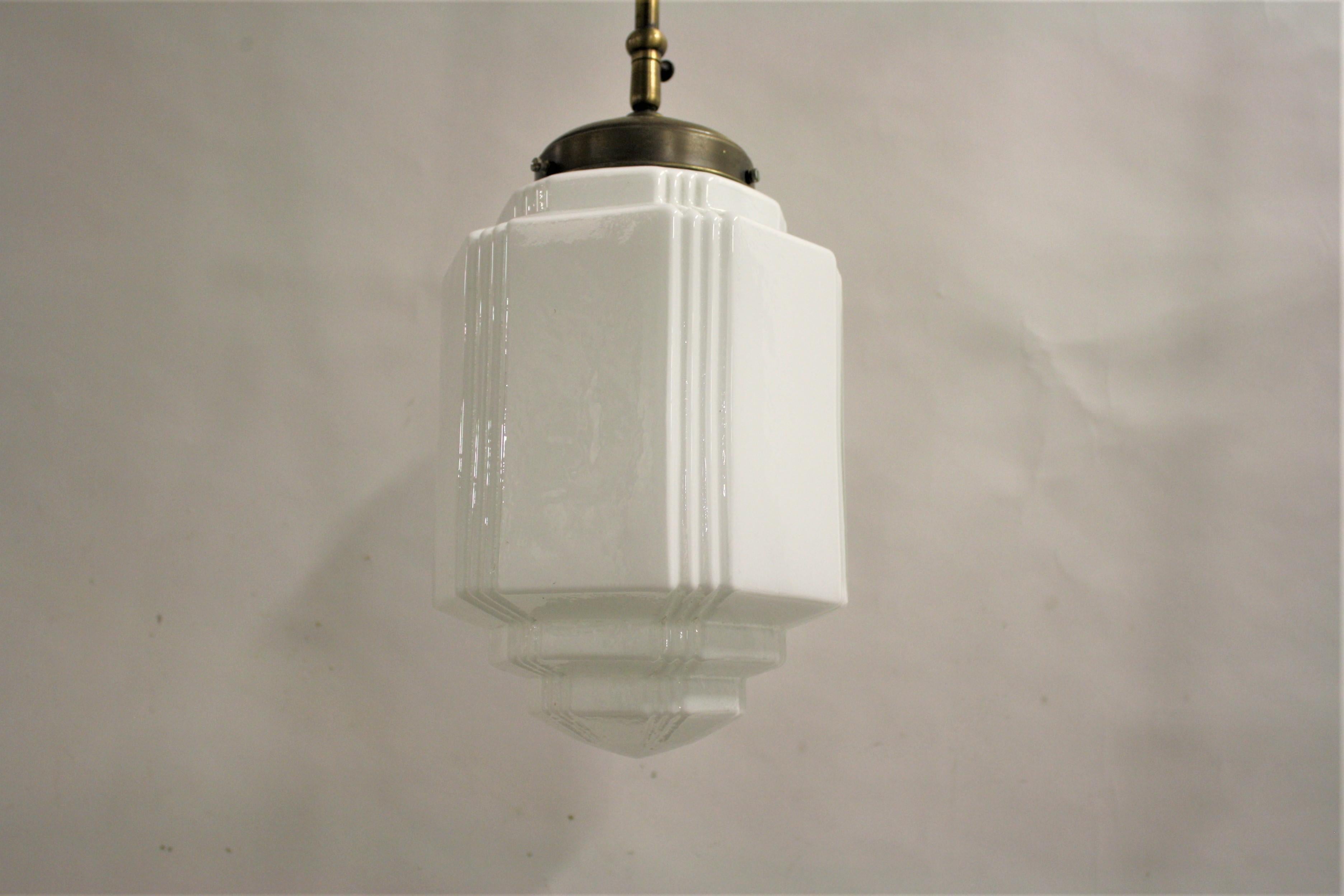 French Art Deco Skyscraper Pendant Light, 1930s