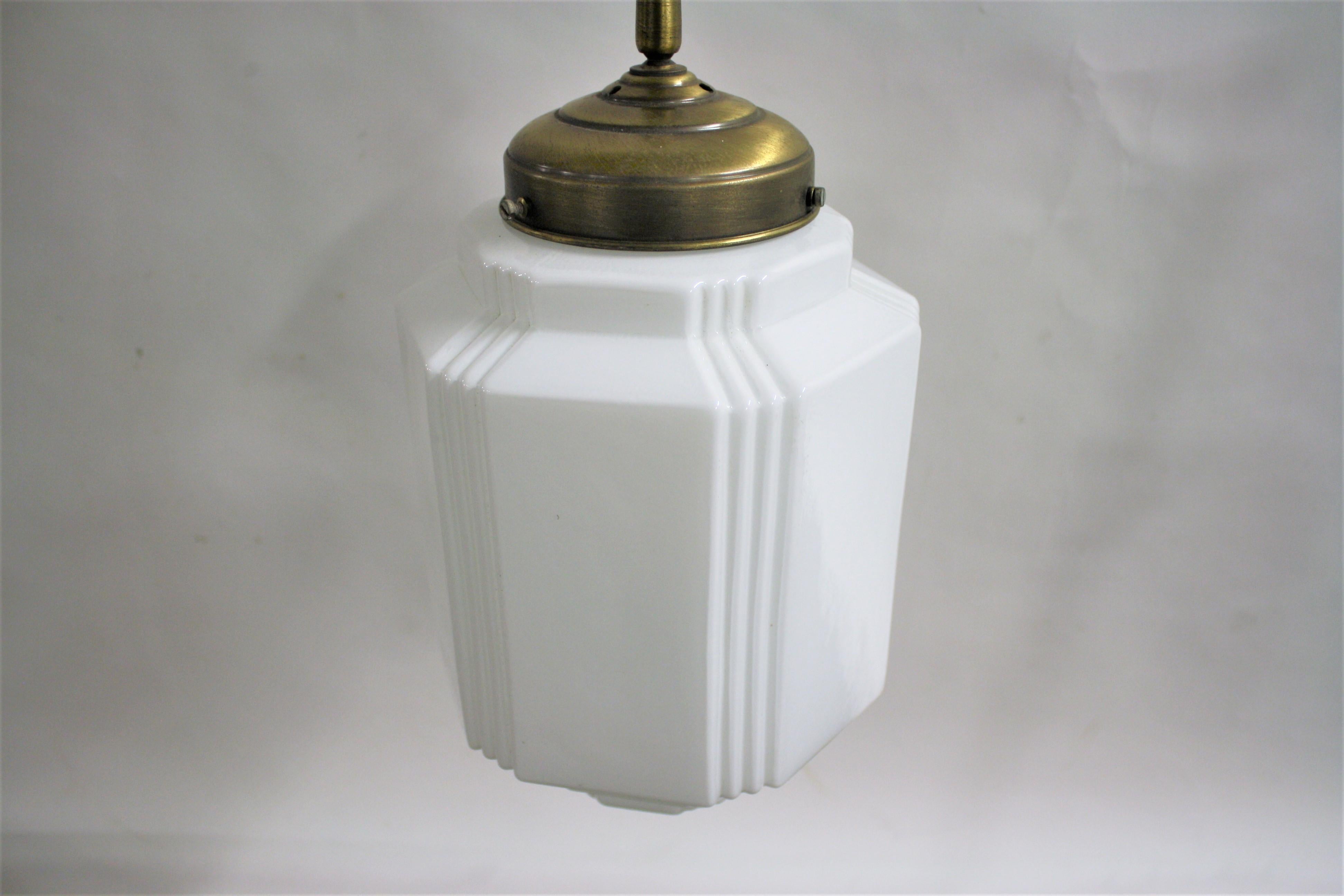 Art Deco Skyscraper Pendant Light, 1930s In Excellent Condition In Leuven, Vlaams Gewest