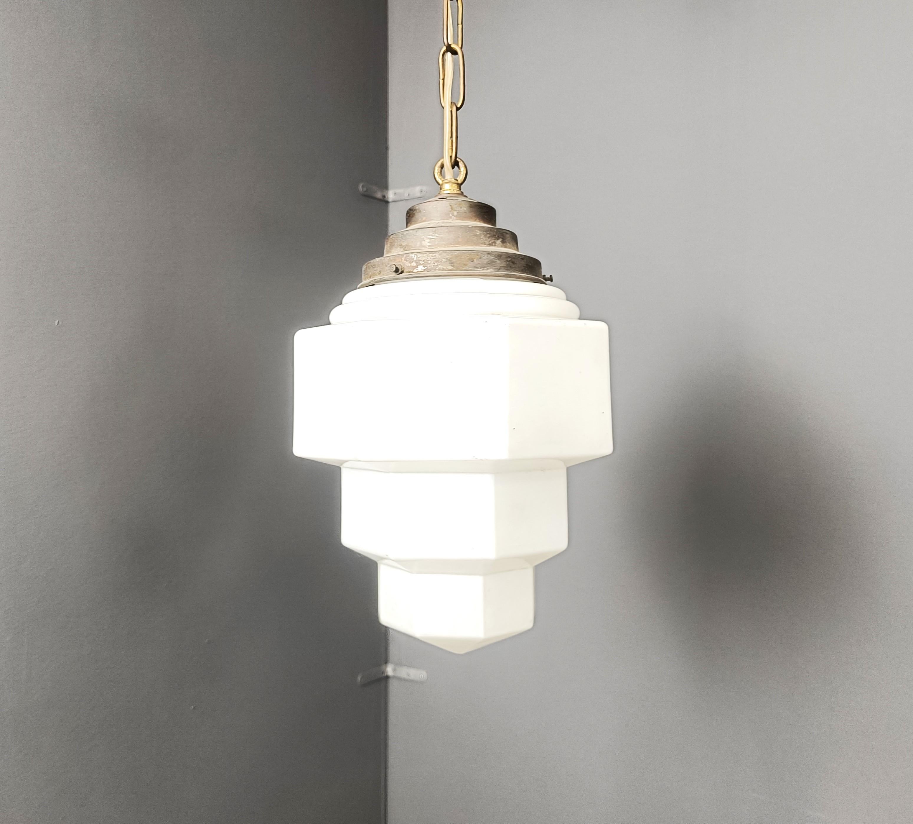 French Art deco skyscraper pendant light 1930s