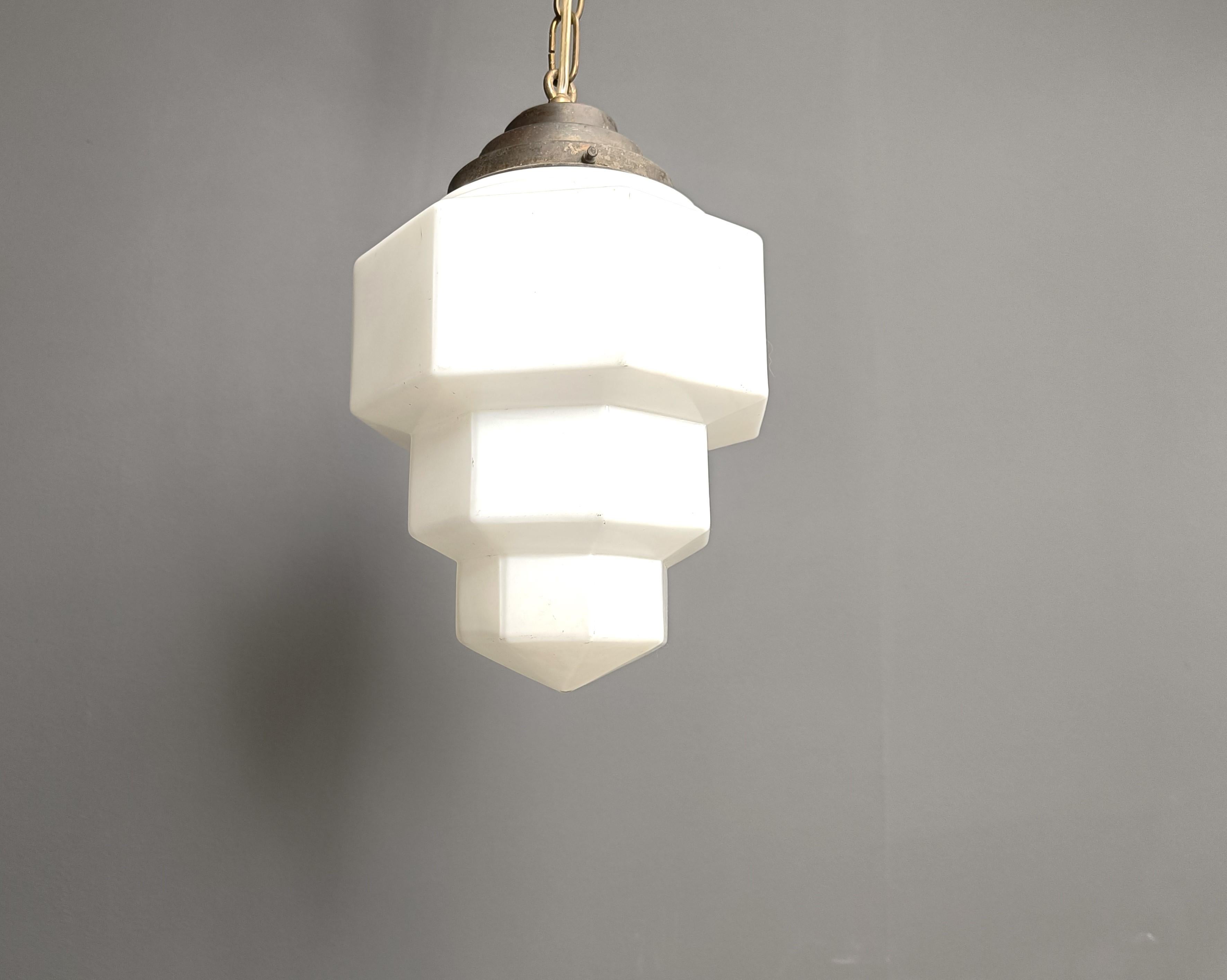 Mid-20th Century Art deco skyscraper pendant light 1930s