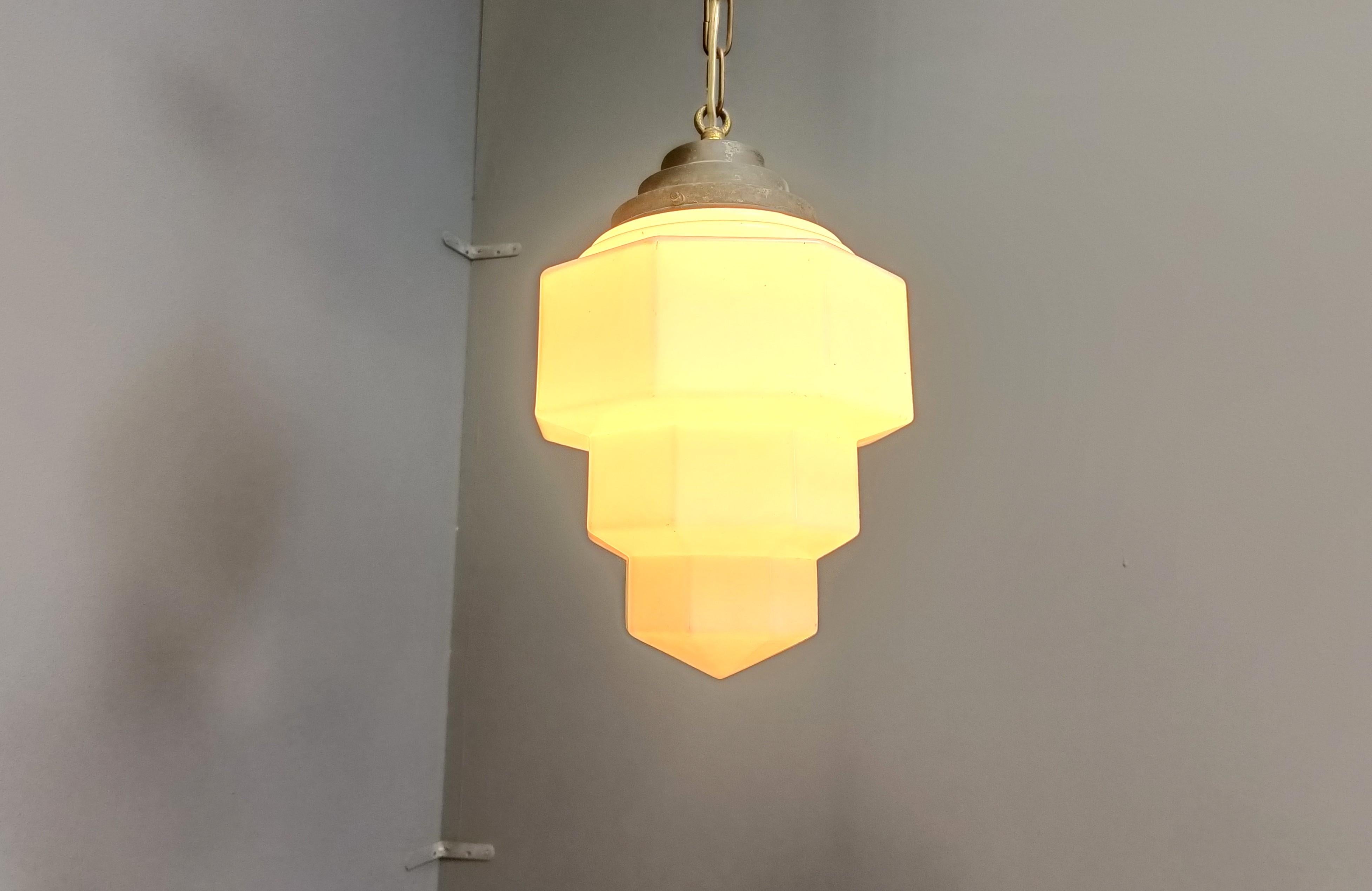 Copper Art deco skyscraper pendant light 1930s