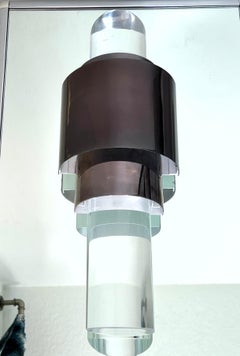 Art Deco Skyscraper Sconce with Patina Bronze and Lucite Frame by Bella Figura