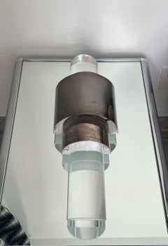 Art Deco Skyscraper Sconce with Patina Bronze and Lucite Frame by Bella Figura