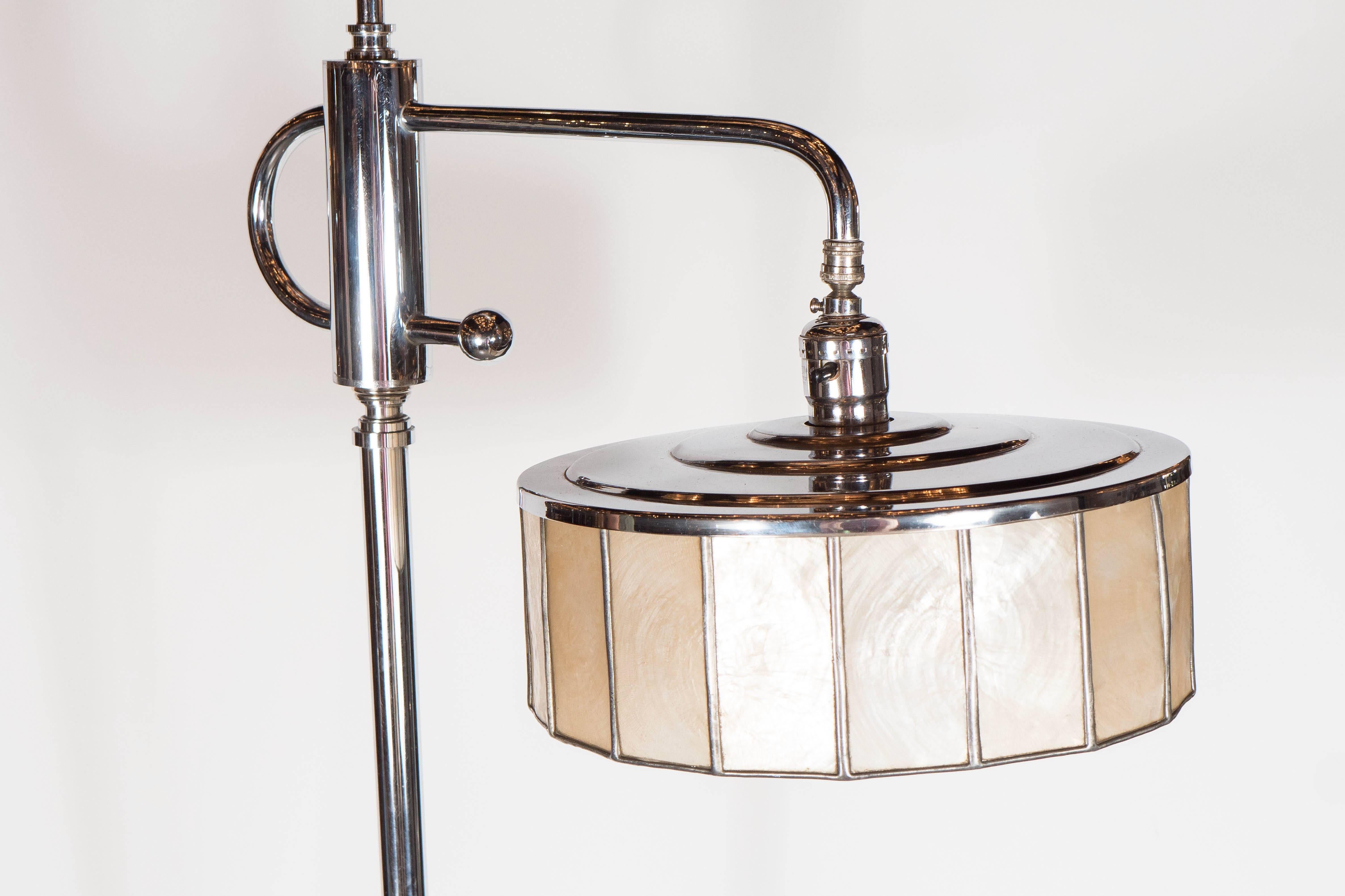 Mid-20th Century Art Deco Skyscraper Style Adjustable Floor Lamp with Shell Detailing