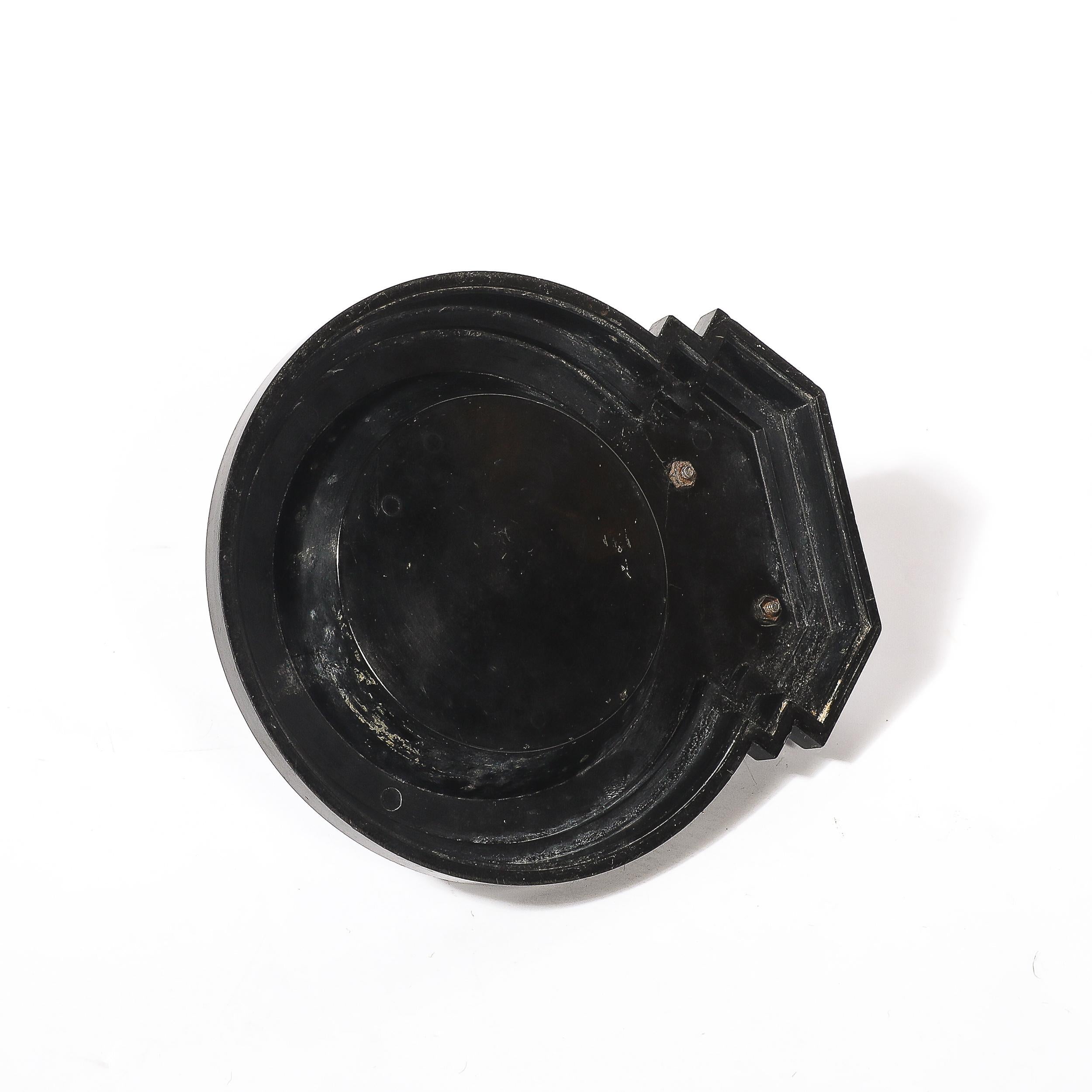 Portacenere/Poggiapipe in bachelite nera e peltro in stile Art Deco Skyscraper in vendita 4