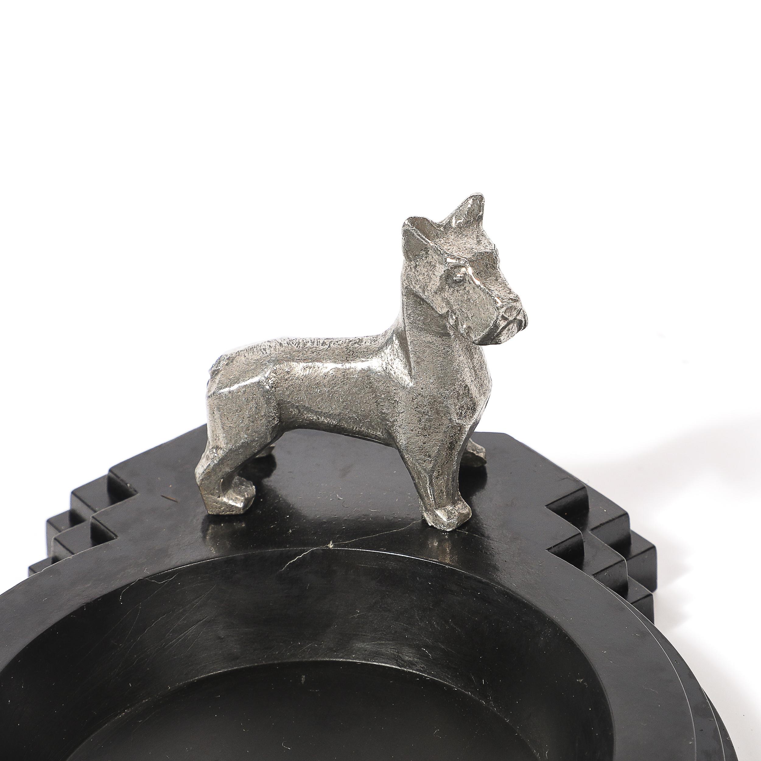 Americano Portacenere/Poggiapipe in bachelite nera e peltro in stile Art Deco Skyscraper in vendita