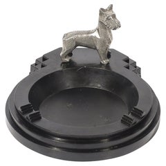 Portacenere/Poggiapipe in bachelite nera e peltro in stile Art Deco Skyscraper