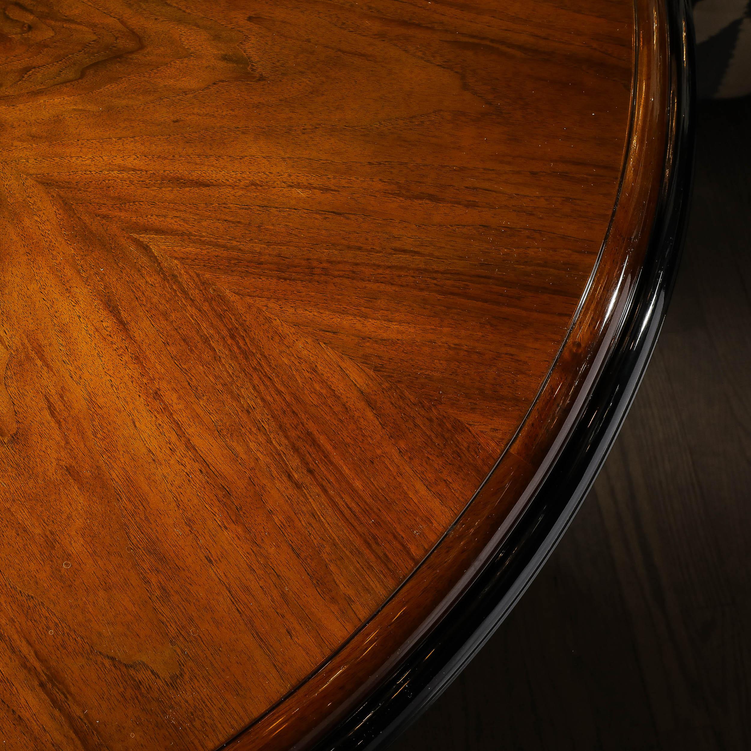Art Deco Skyscraper Style Bookmatched Walnut & Black Lacquer Dining/Centre Table For Sale 8