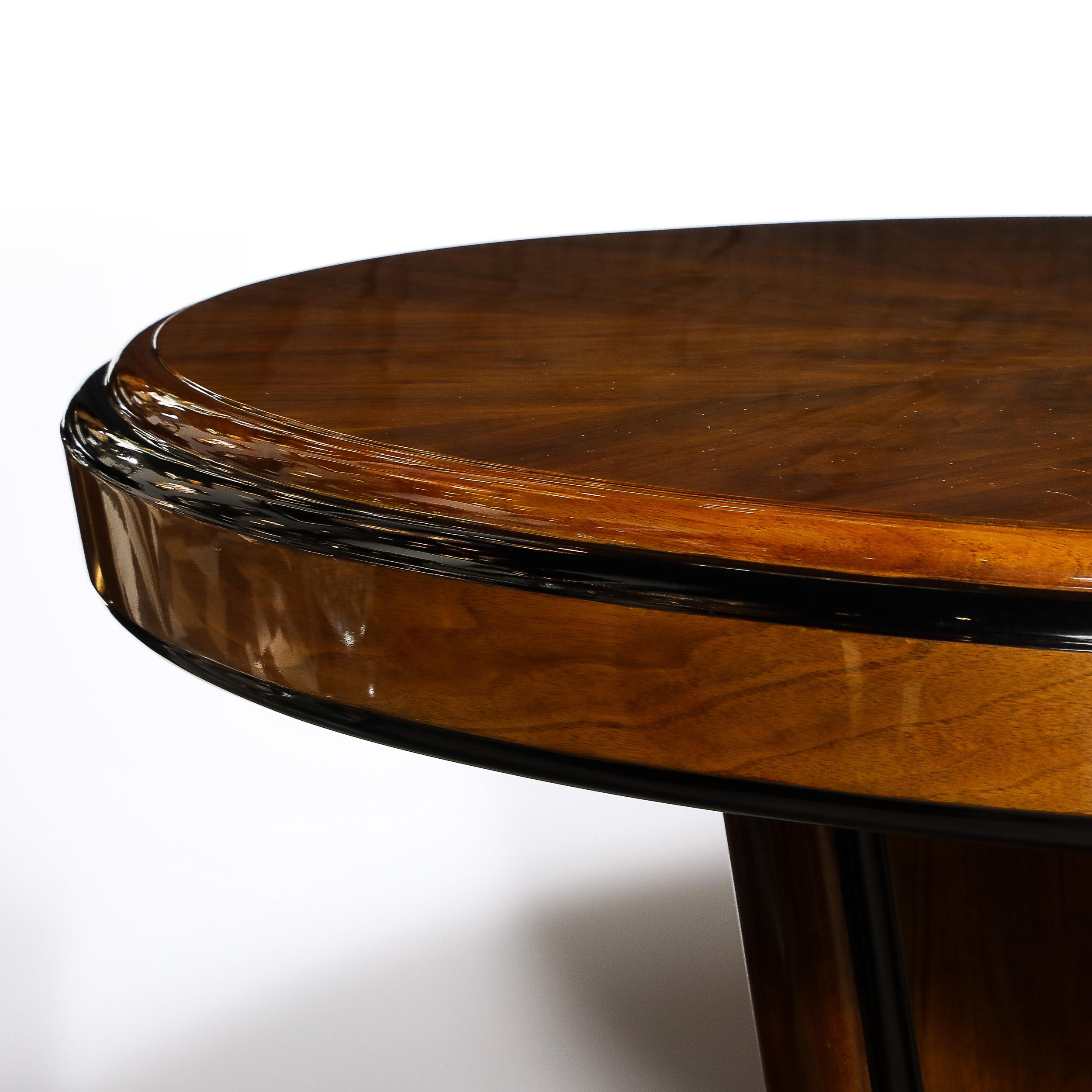 Art Deco Skyscraper Style Bookmatched Walnut & Black Lacquer Dining/Centre Table For Sale 1