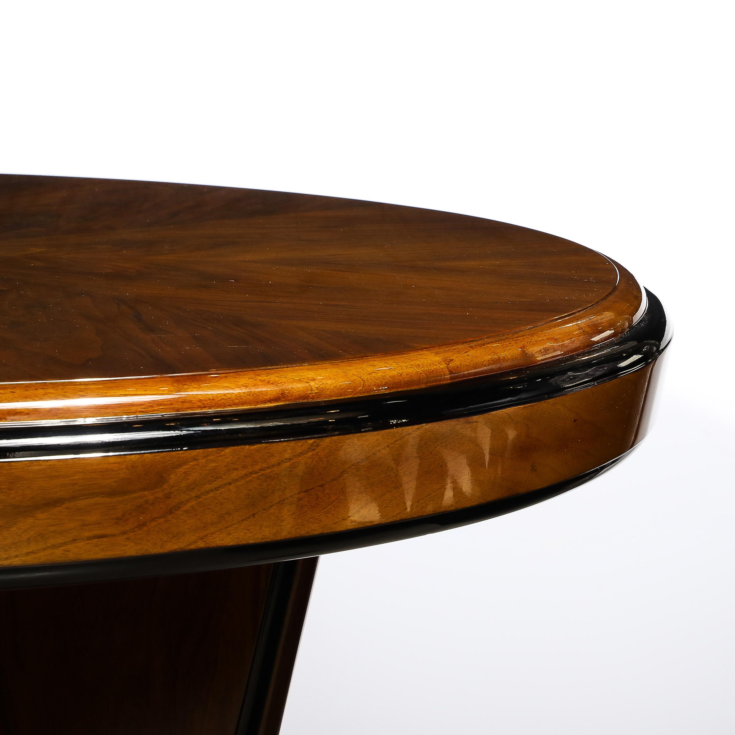 Art Deco Skyscraper Style Bookmatched Walnut & Black Lacquer Dining/Centre Table For Sale 4