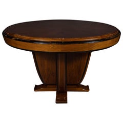 Vintage Art Deco Skyscraper Style Bookmatched Walnut & Black Lacquer Dining/Centre Table