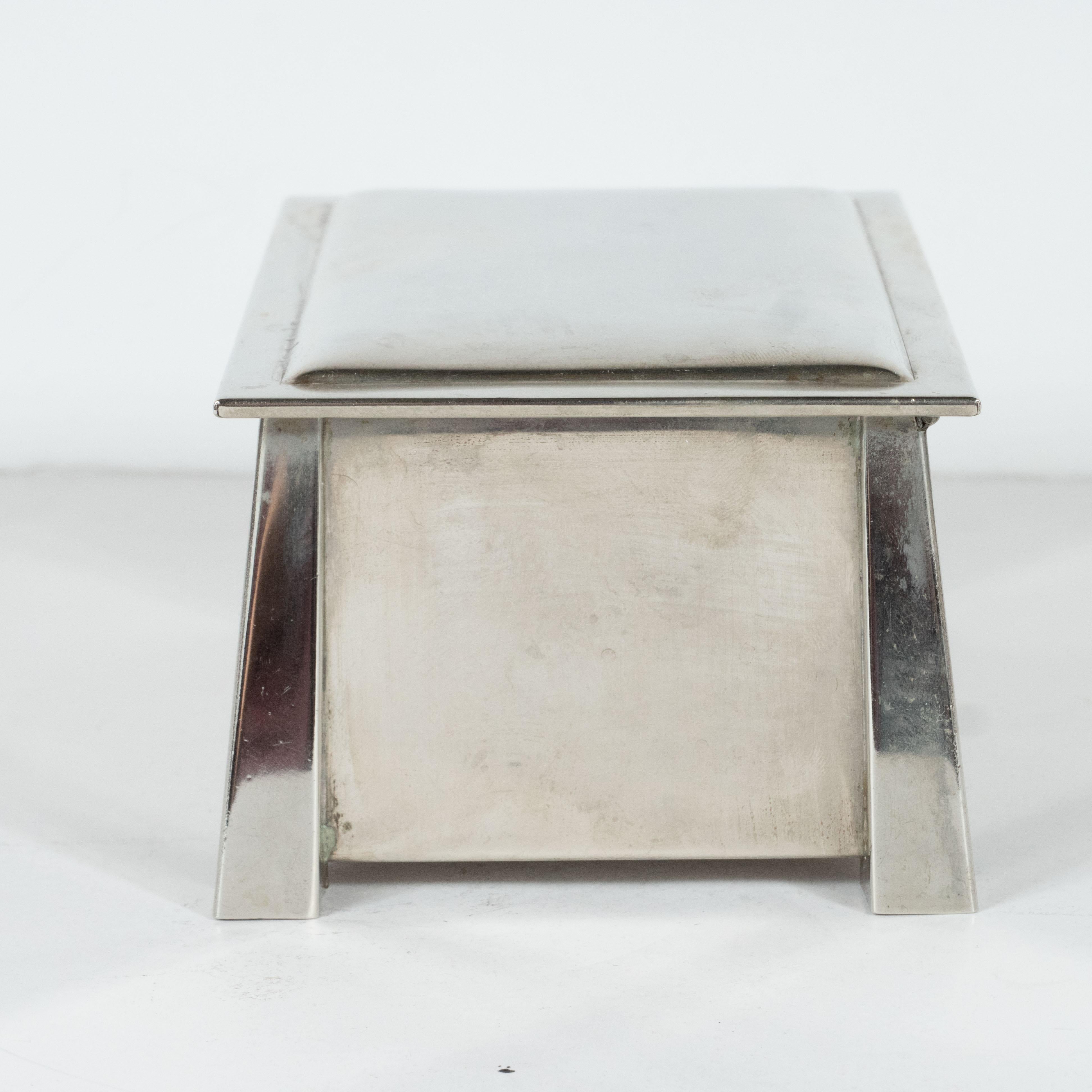 Art Deco Skyscraper Style Geometric Silver Decorative Box by L. & M.T. Co 1