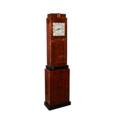 Art Deco Skyscraper Style Grandfather Clock in Walnut with Black Lacquer Accents