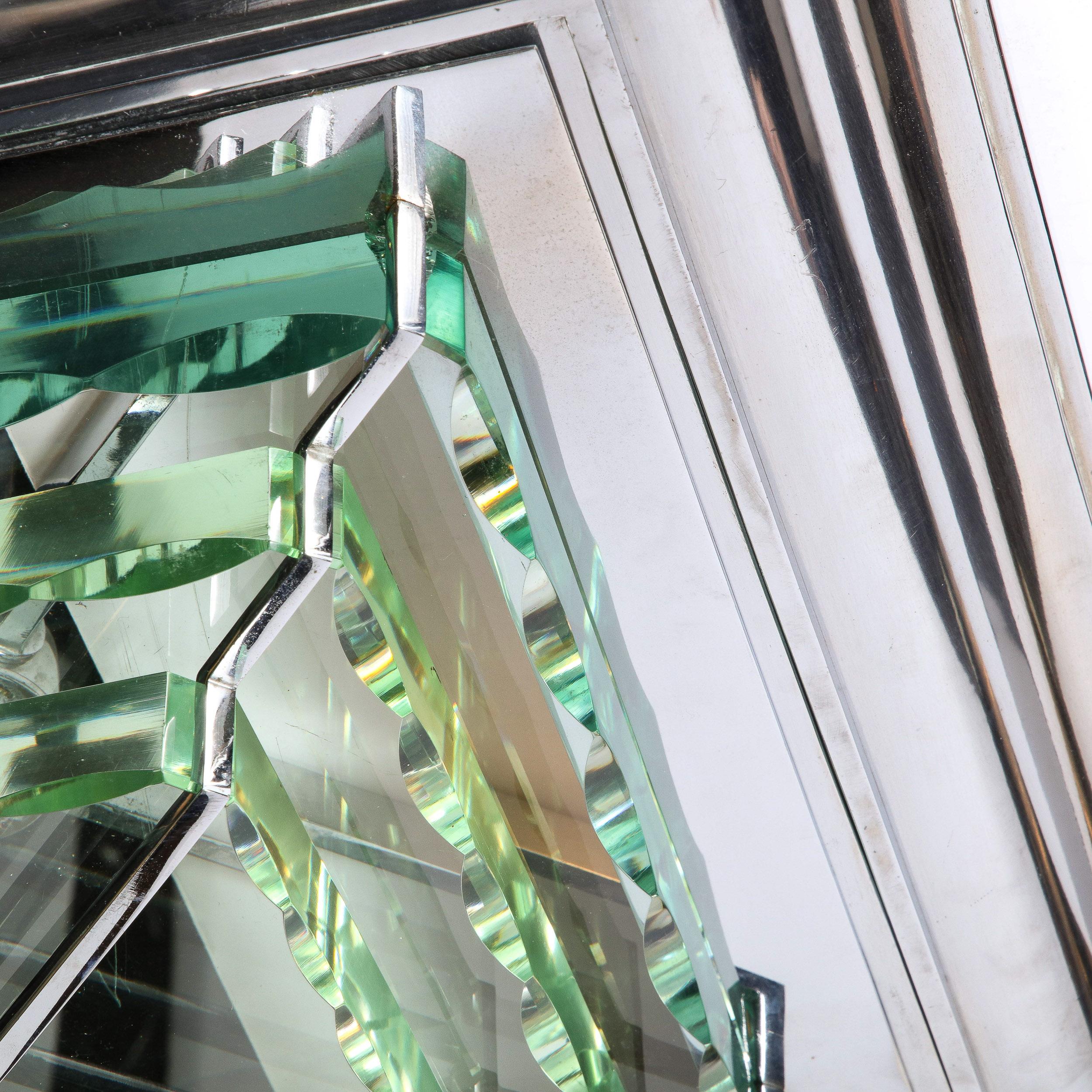 Art déco-Wolkenkratzer-Stil  Maschinenzeitalter  Kronleuchter aus poliertem Aluminium und Glas 7