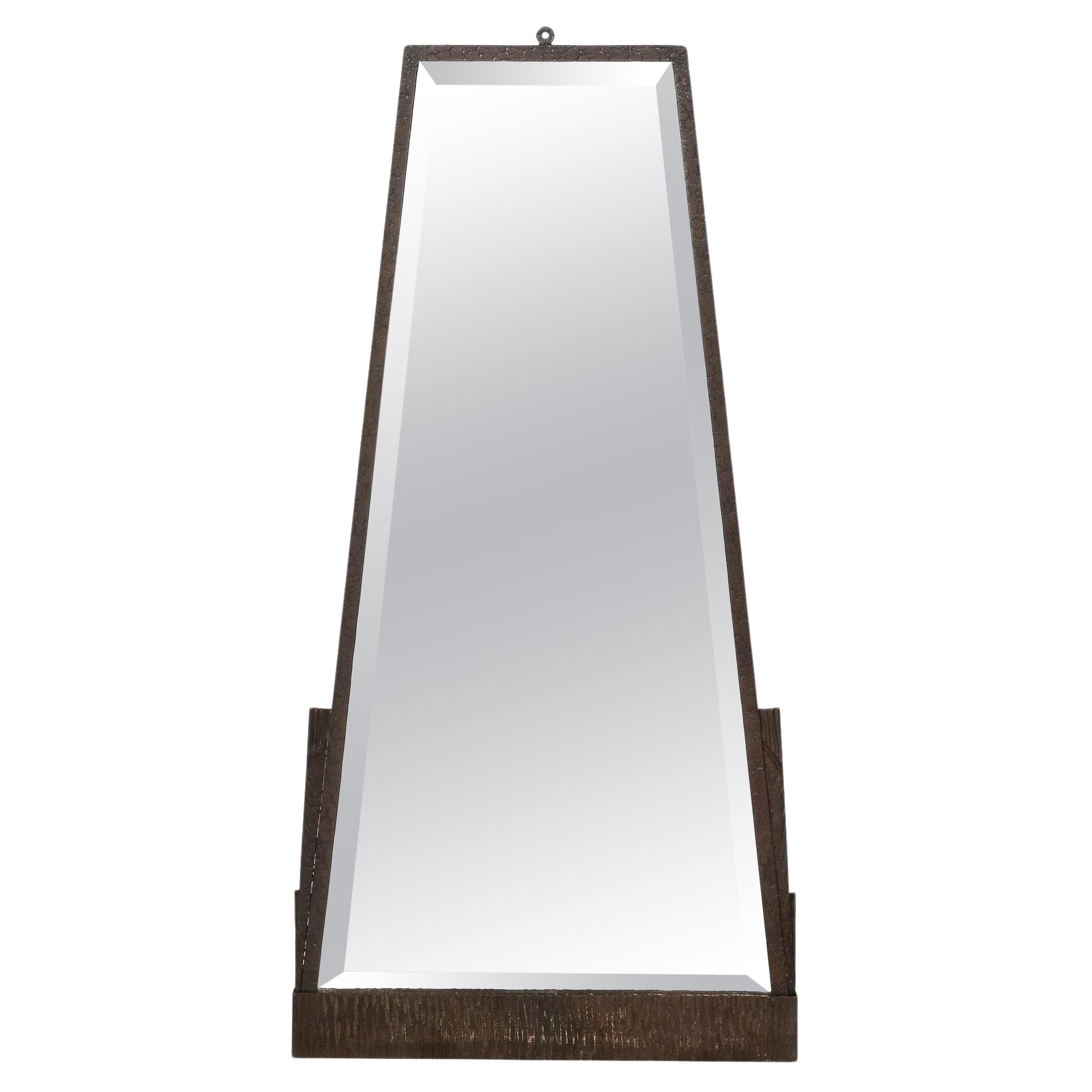 Art Deco Skyscraper Style Oil Rubbed Bronze Pyramidal Mirror w / Beveled Detail im Angebot