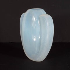 Art Deco Skyscraper Style Opalescent Glass Vase by Andre Hunebelle