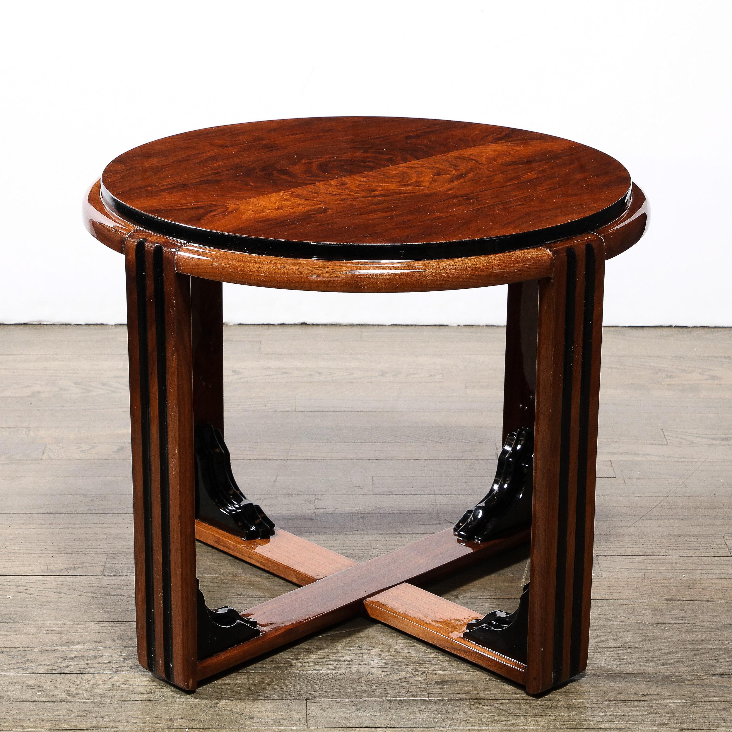 Art Deco Skyscraper Style Side/Occasional Table in Book-Matched Walnut In Excellent Condition In New York, NY