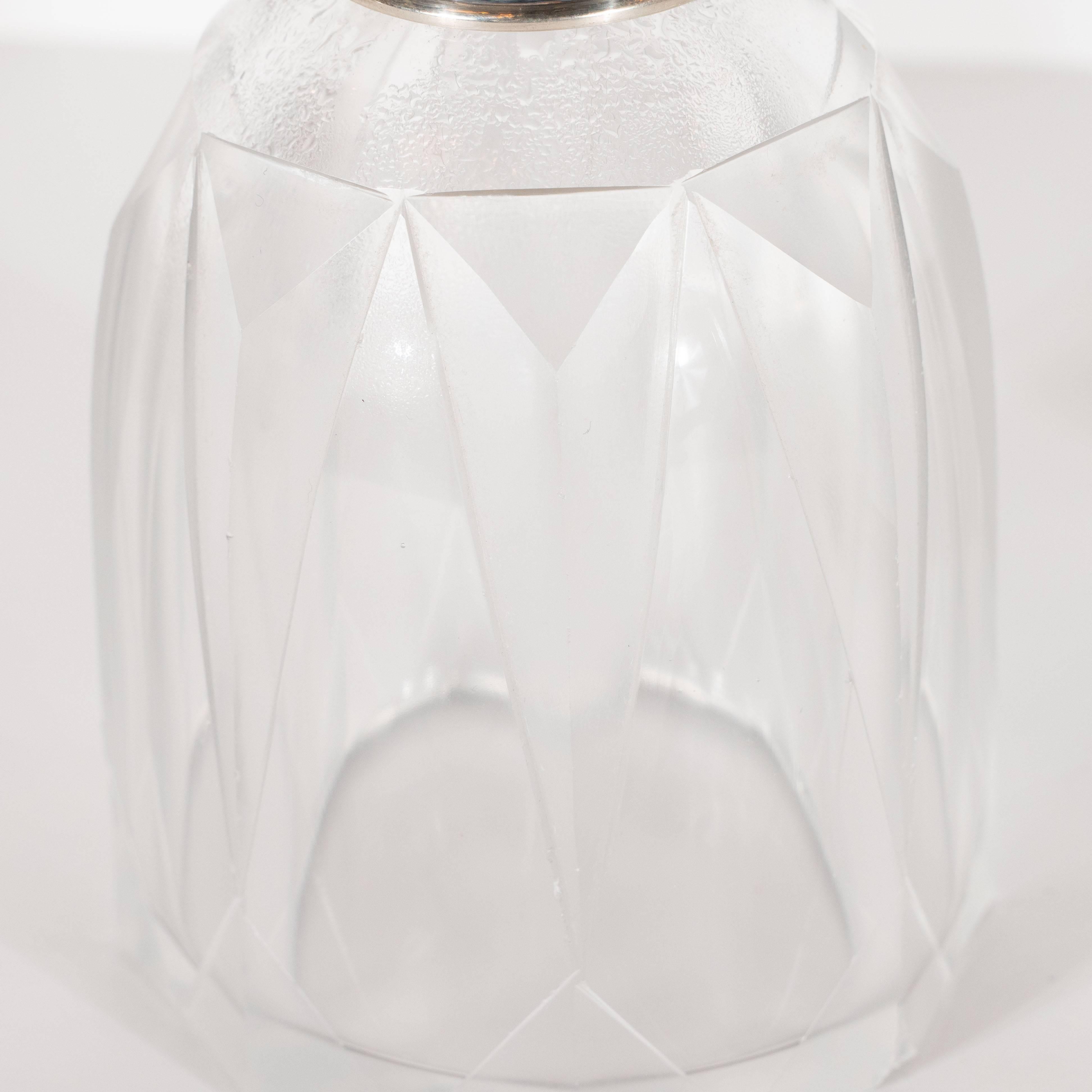 Art Deco Skyscraper Style Sterling Silver & Geometric Beveled Glass Perfume Set For Sale 1