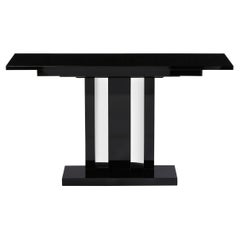 Art Deco Skyscraper Style Streamlined Lacquer & Chrome Console Table