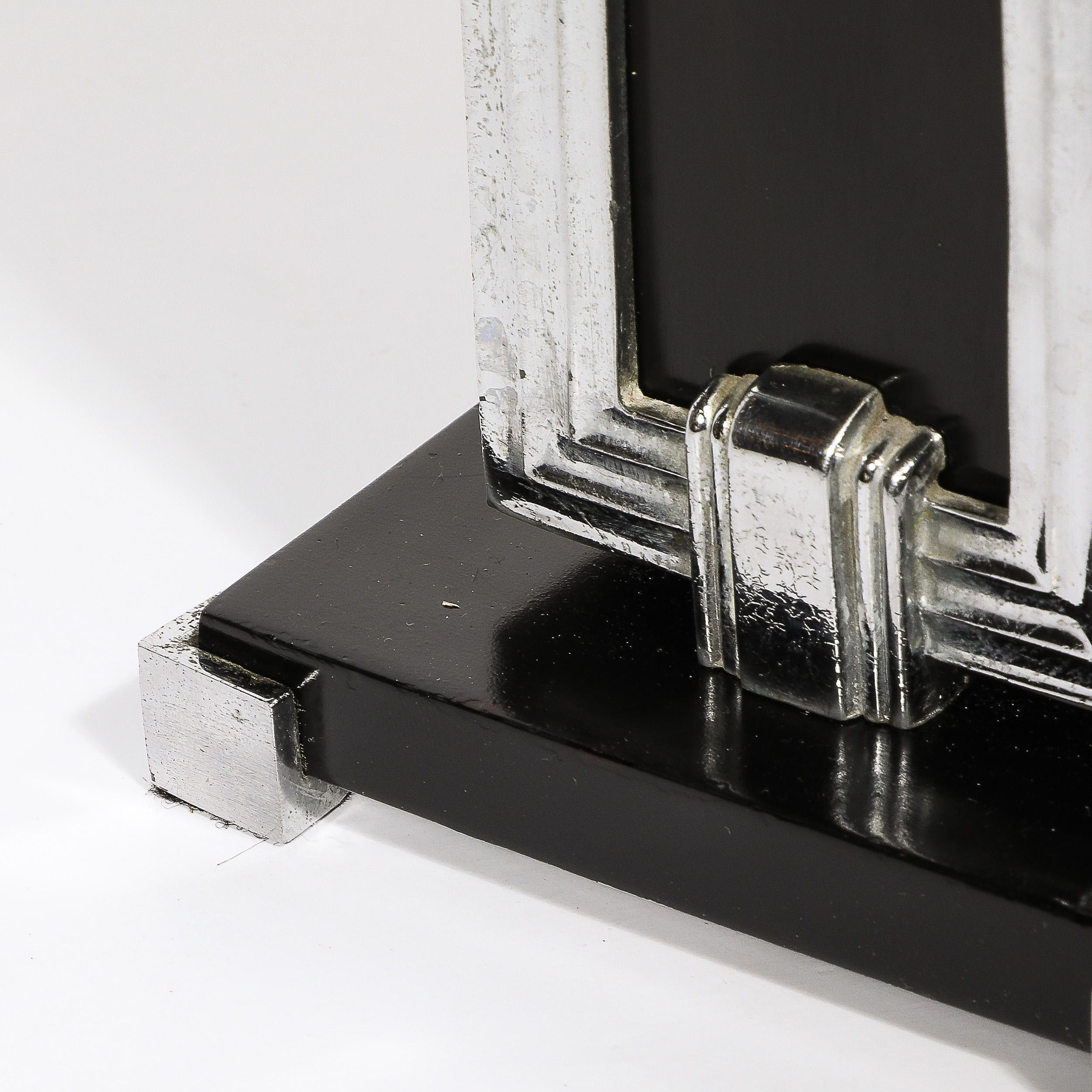 Art Deco Skyscraper Style Table Lamp in Black Enamel & Chrome Fittings For Sale 10