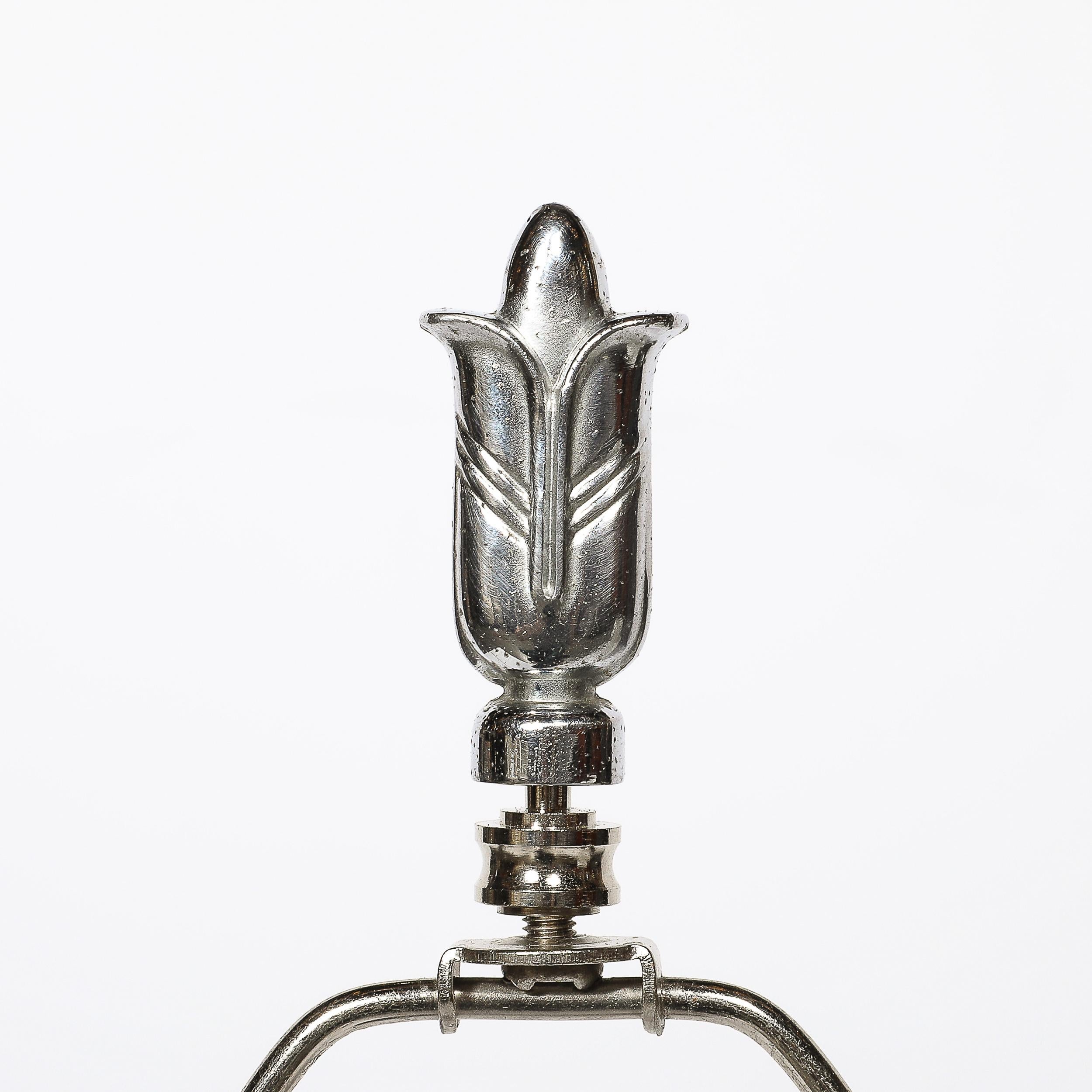 Art Deco Skyscraper Style Table Lamp in Black Enamel & Chrome Fittings For Sale 1