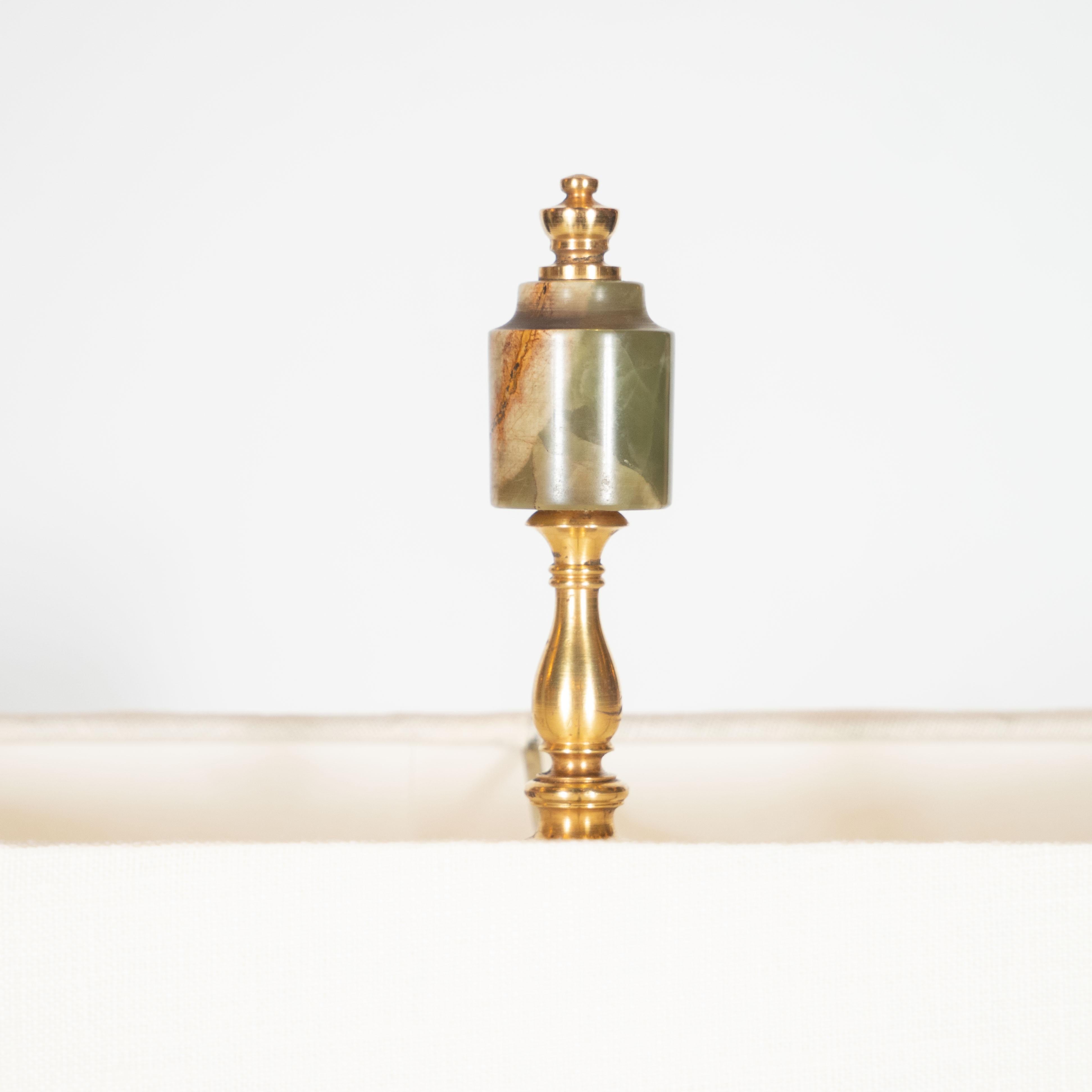 American Art Deco Skyscraper Style Table Lamp in Black and Green Onyx and Gilded Bronze