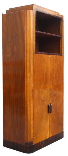 Art Deco Skyscraper Walnut and Macassar Secretaire, c1930