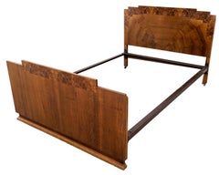 Art Deco Skyscraper Walnut Double Bed, English, c1930