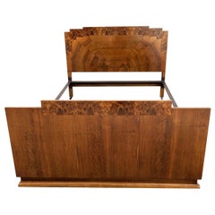 Art Deco Skyscraper Walnut Double Bed, English, c1930