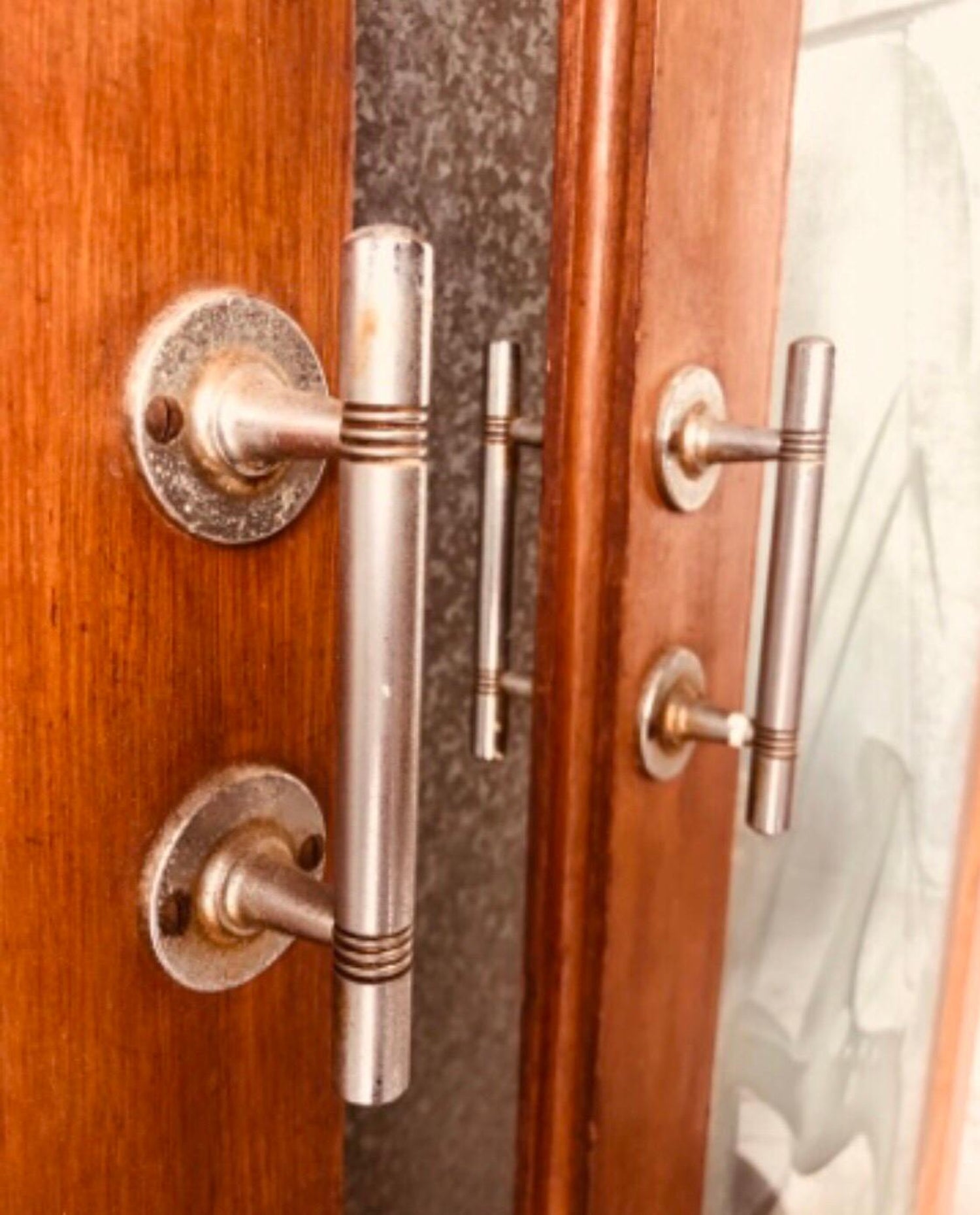 Art Deco Sliding French Doors Acid Etched Impala Motif At 1stdibs
