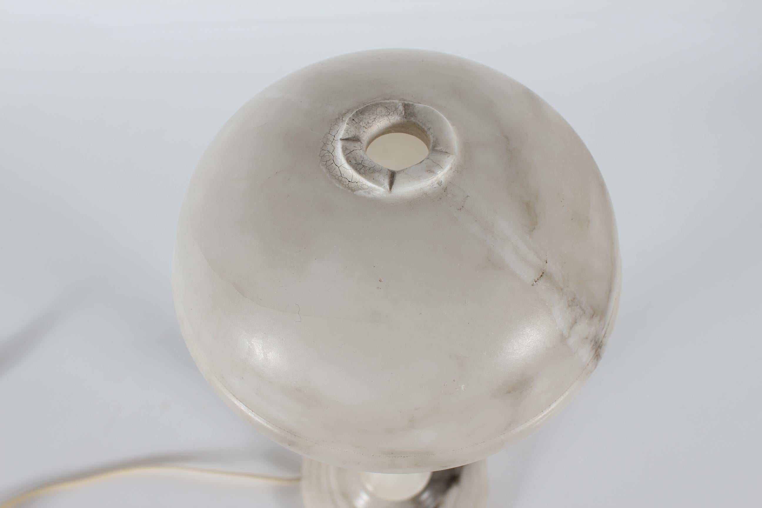 Danish Art Deco Slim Alabaster Table and or Desk Lamp 1930s European For Sale
