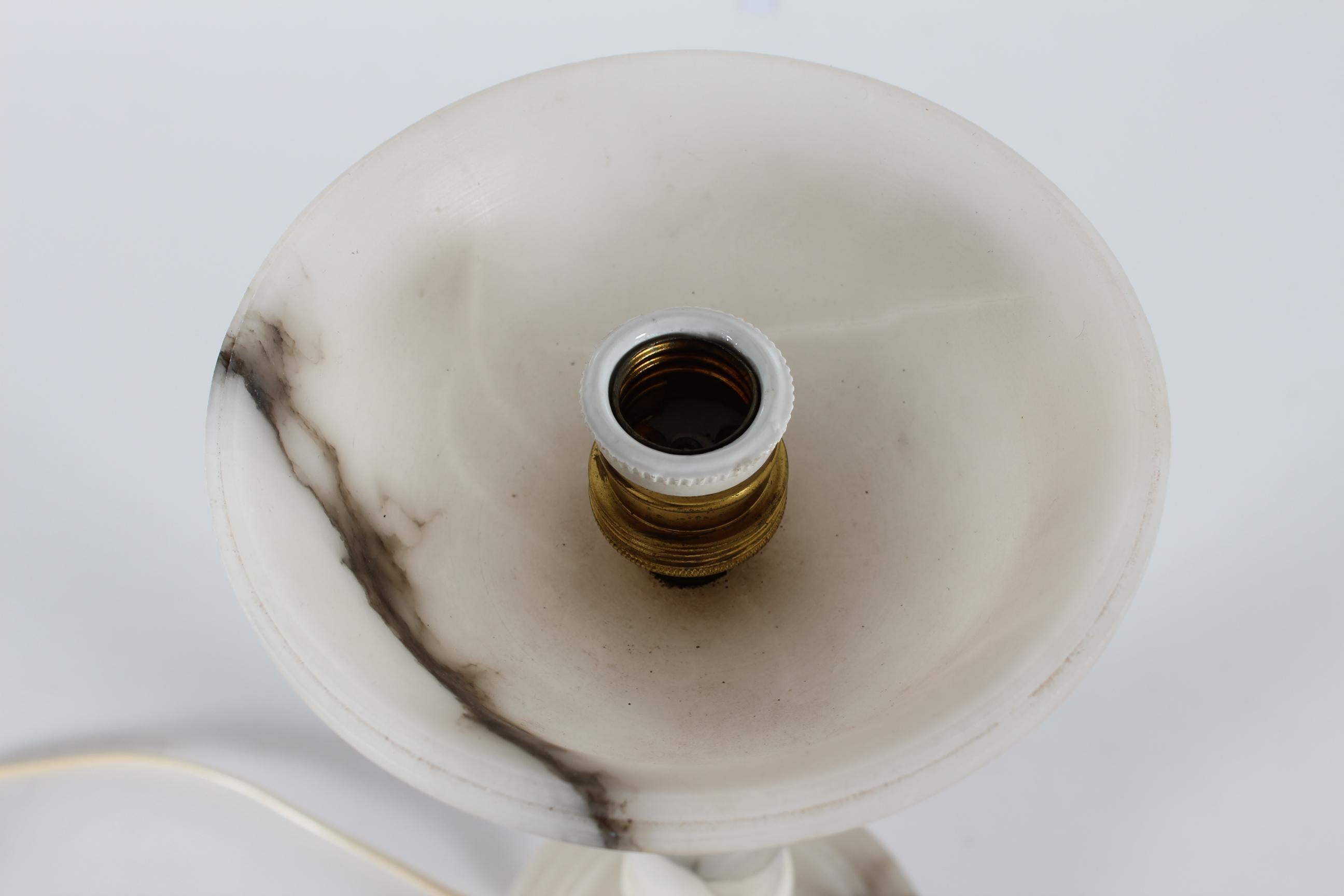 Mid-20th Century Art Deco Slim Alabaster Table and or Desk Lamp 1930s European For Sale