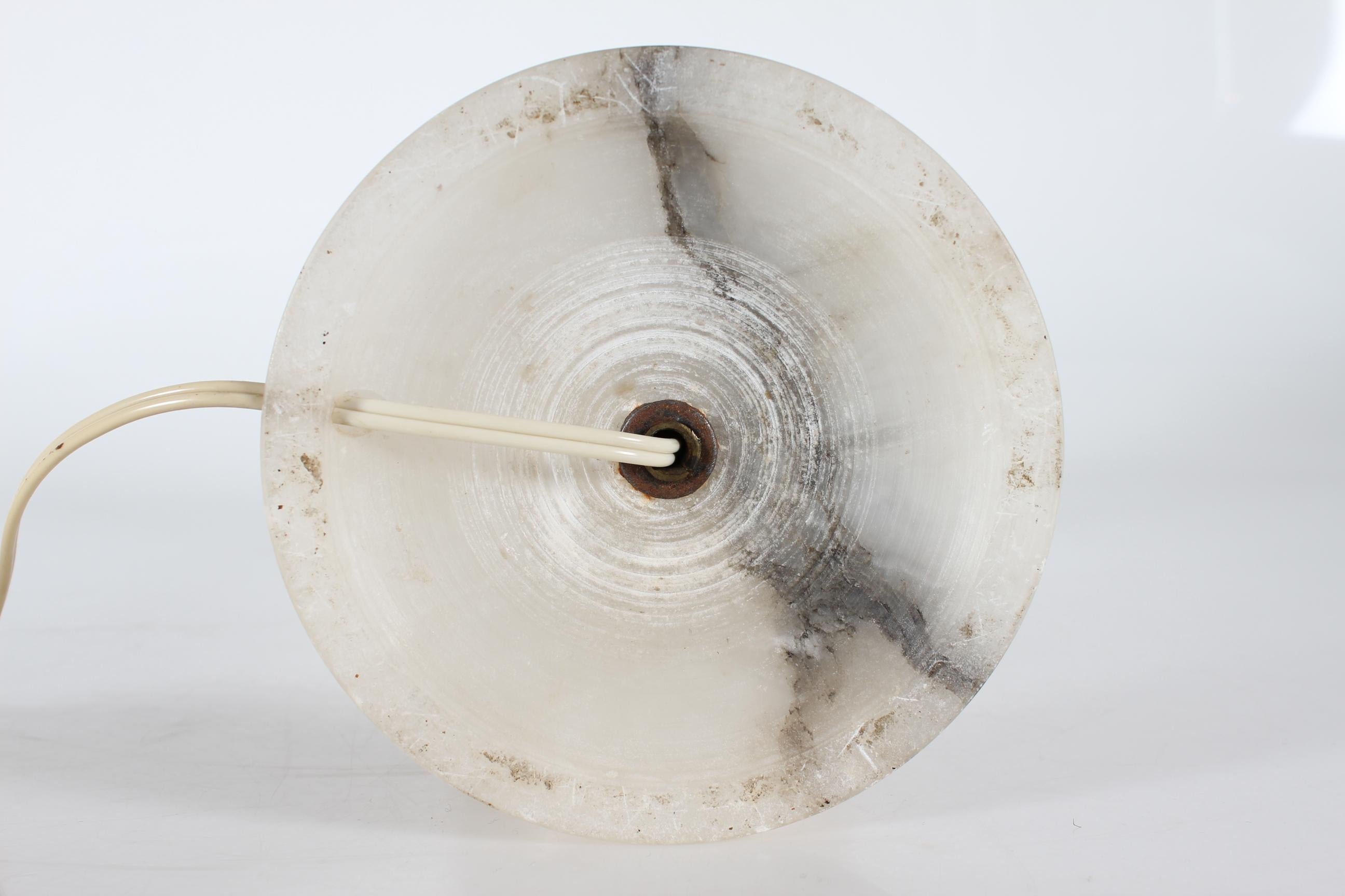 Metal Art Deco Slim Alabaster Table and or Desk Lamp 1930s European For Sale