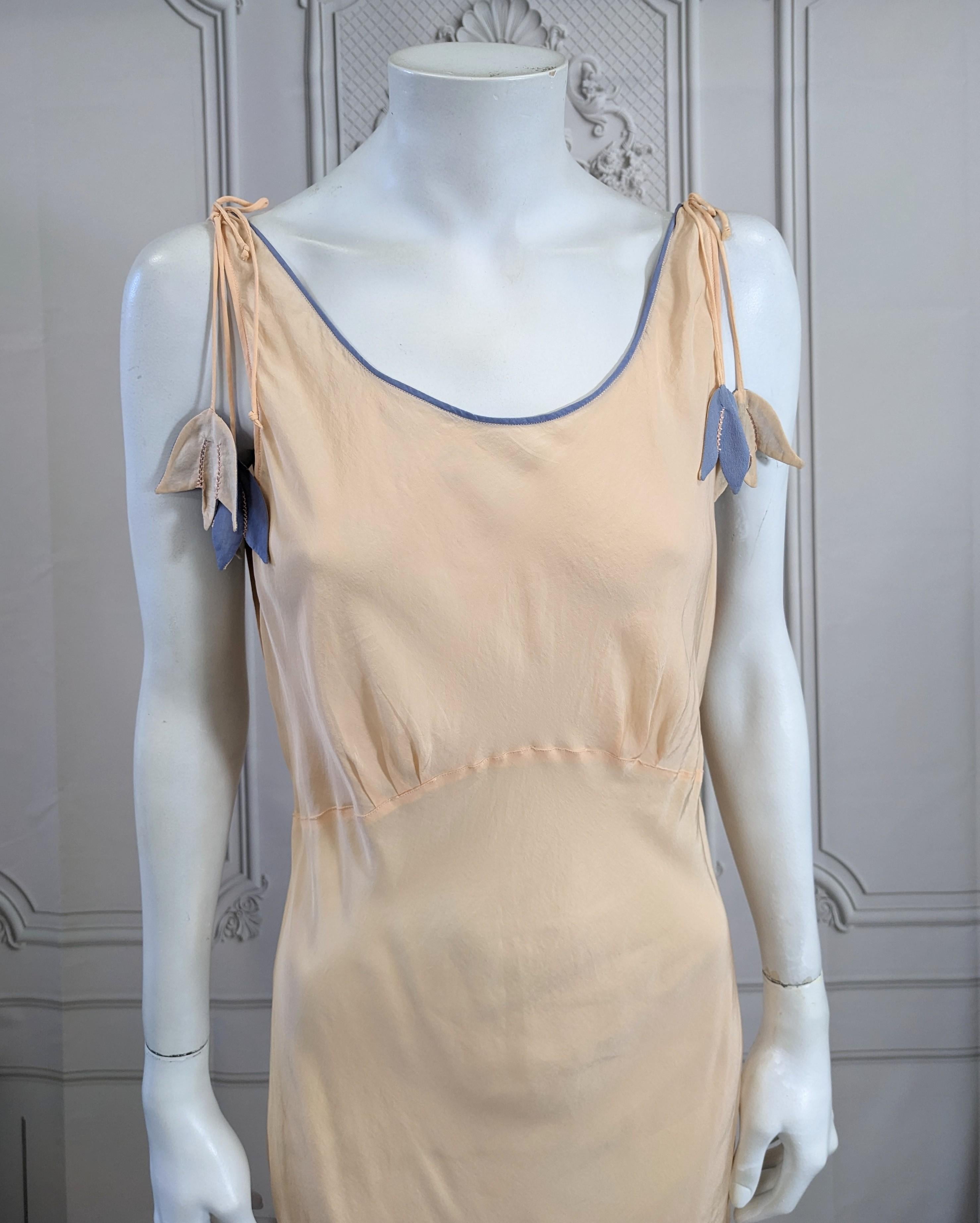 Beige Art Deco Slip Dress with Dangling Bell Flowers For Sale