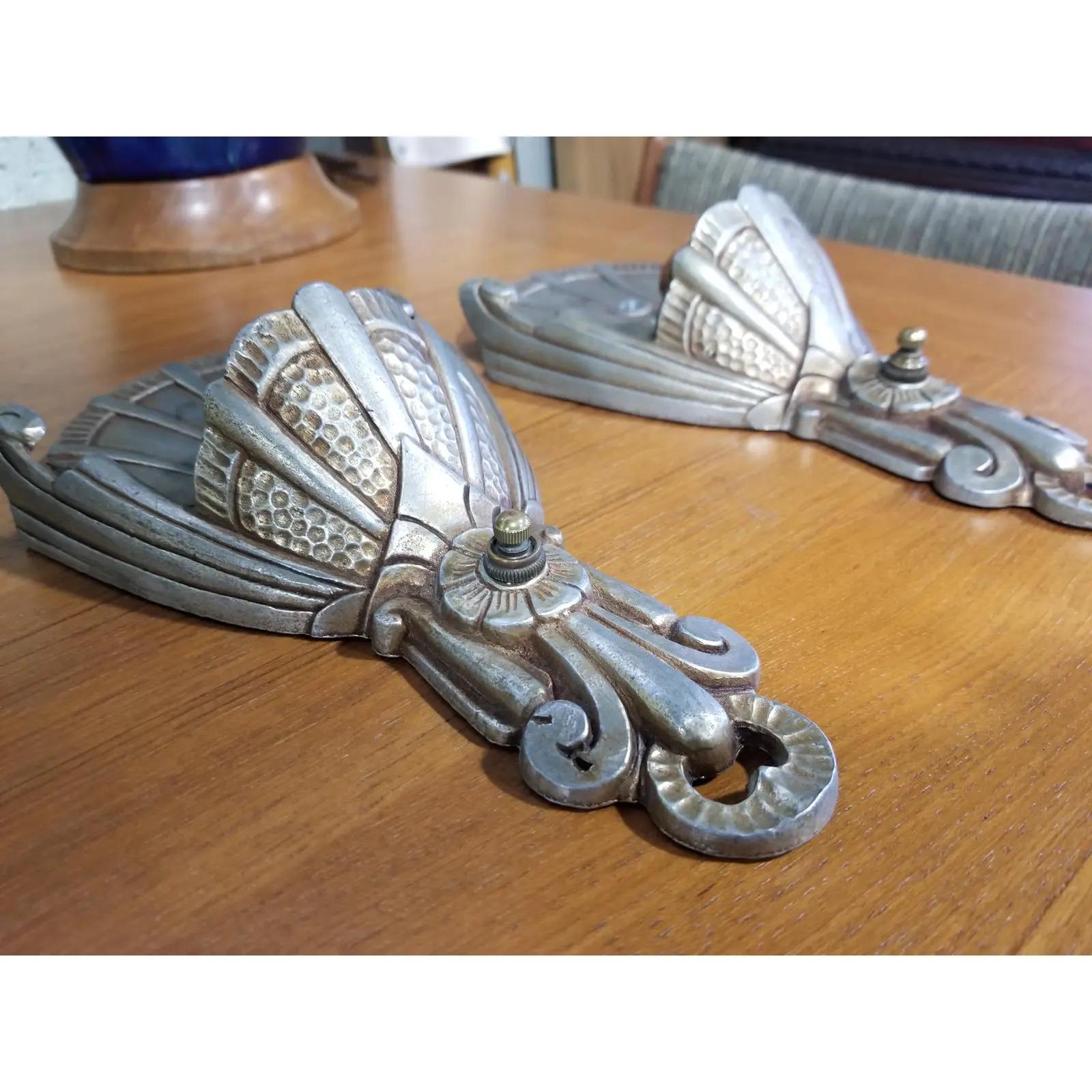 Art Deco Slip Shade Wall Sconces, a Pair 1