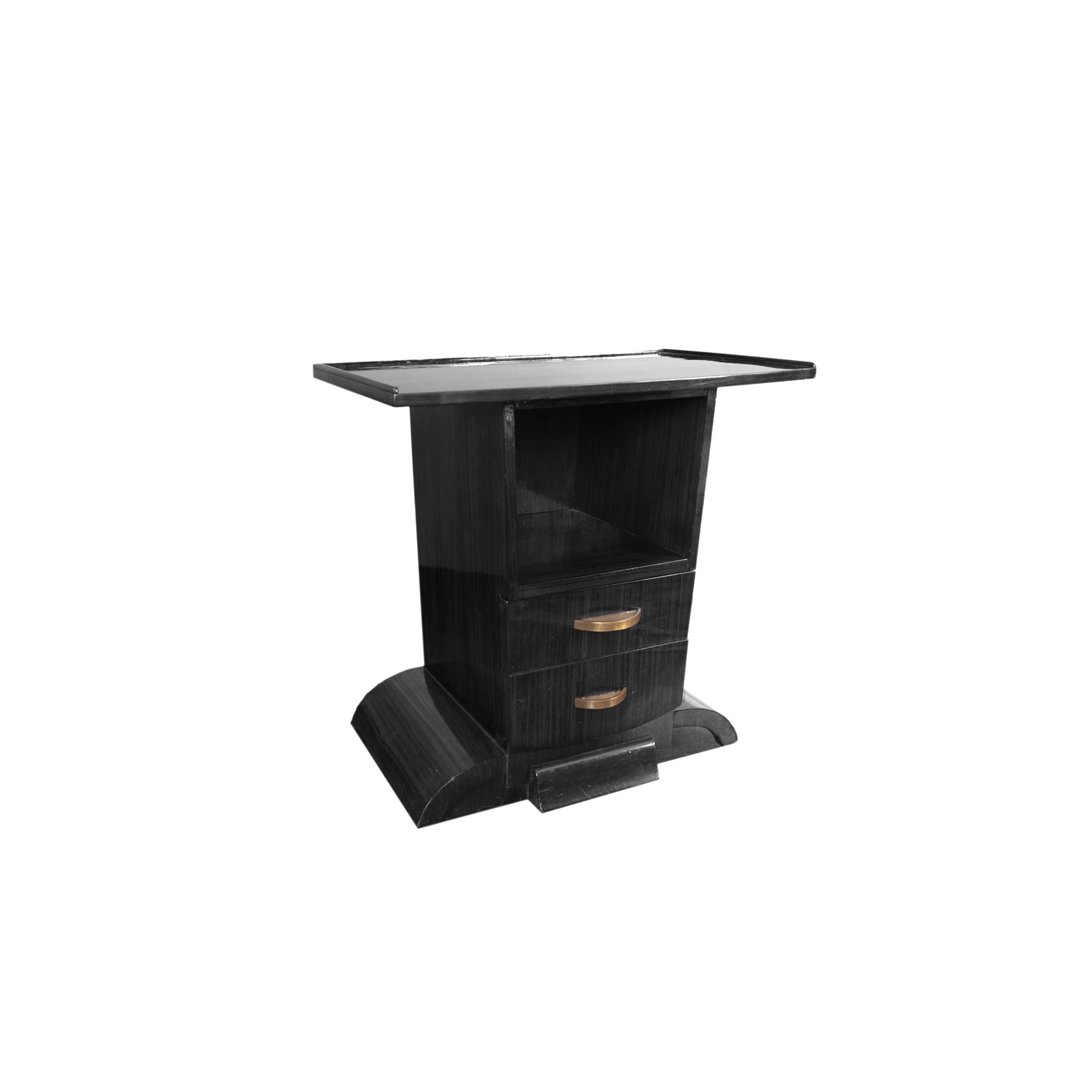 Petite table console Art Déco en laque noire, France, années 1930 en vente 3