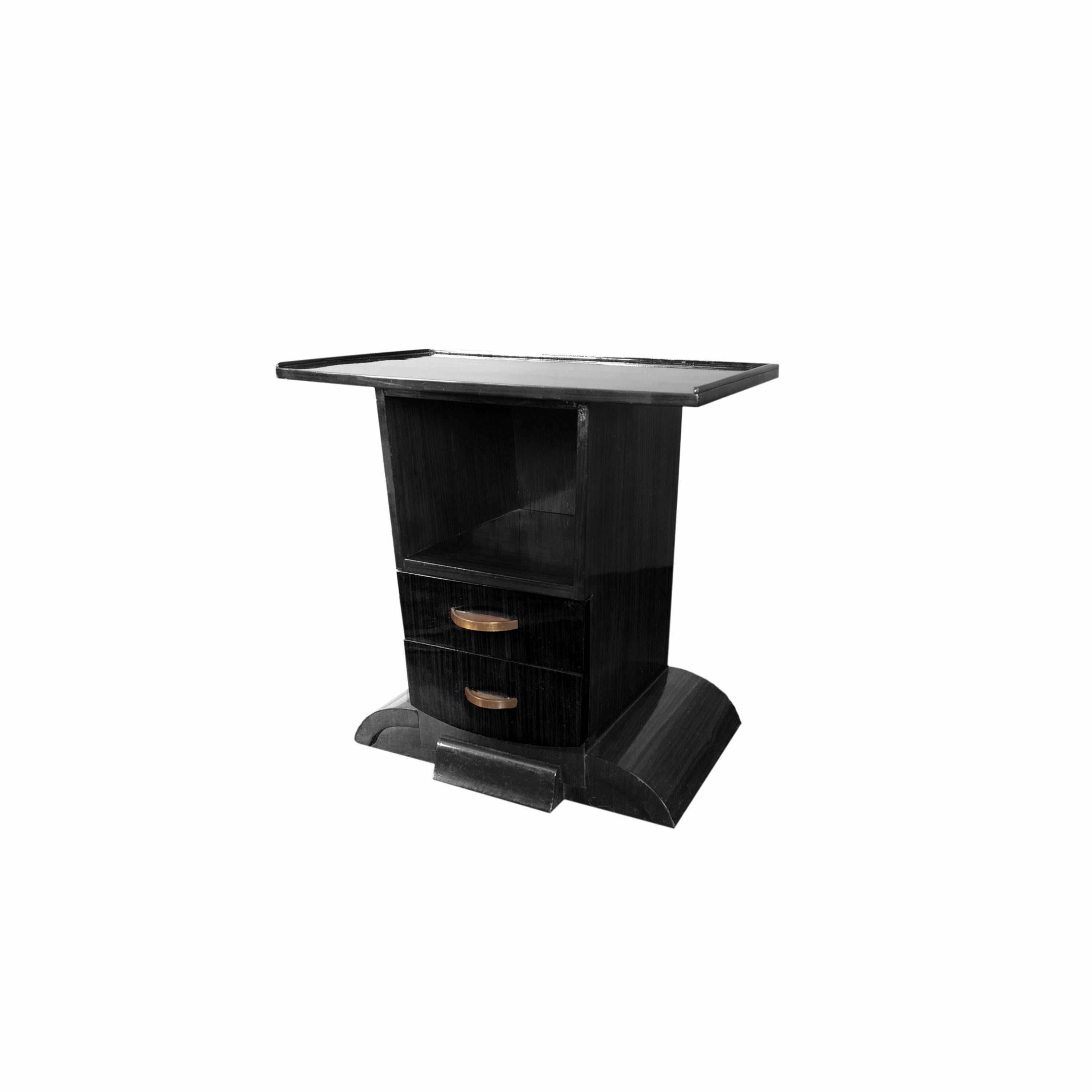 Métal Petite table console Art Déco en laque noire, France, années 1930 en vente