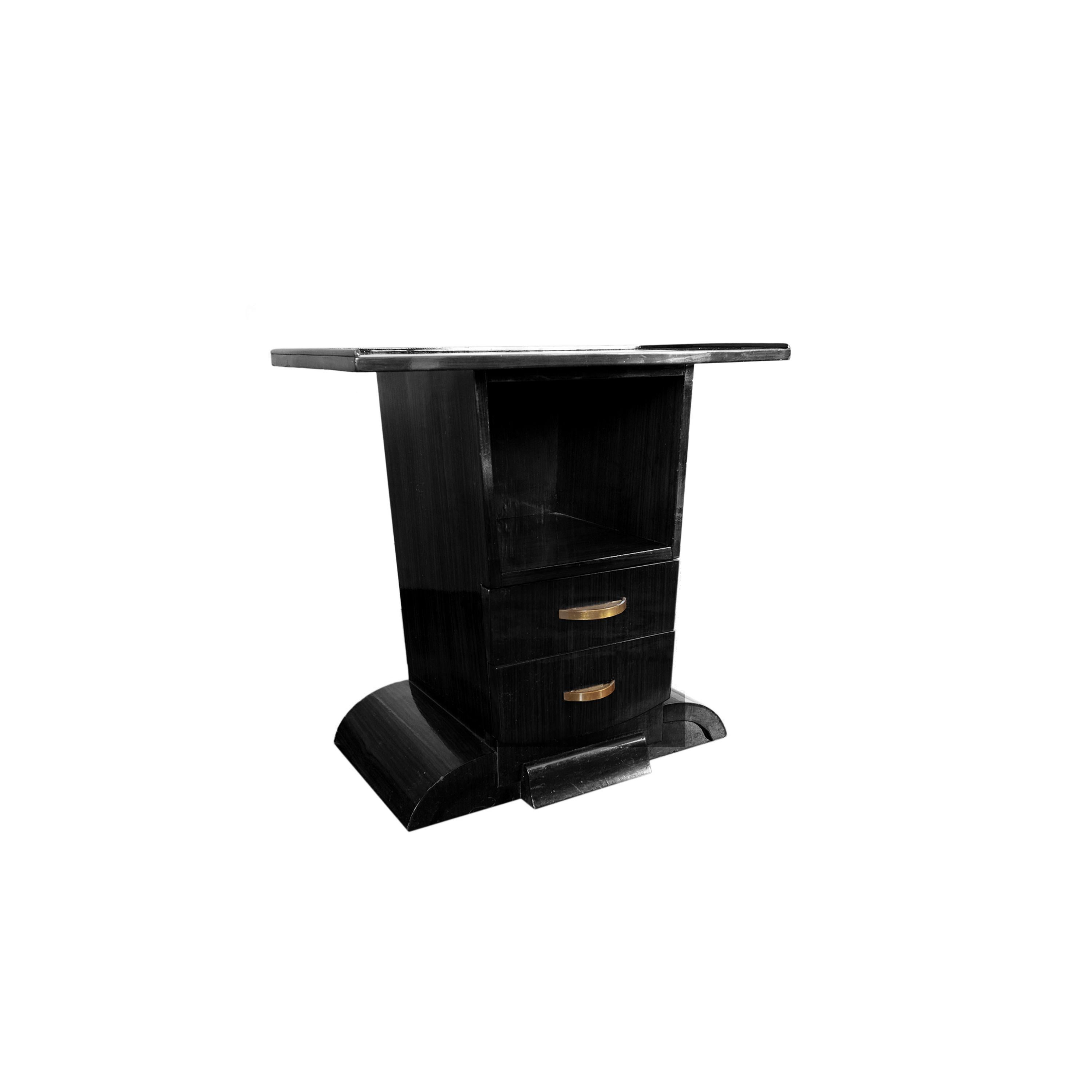 Petite table console Art Déco en laque noire, France, années 1930 en vente 2