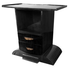 Art Deco Small Black Lacquer Console Table, France, 1930s