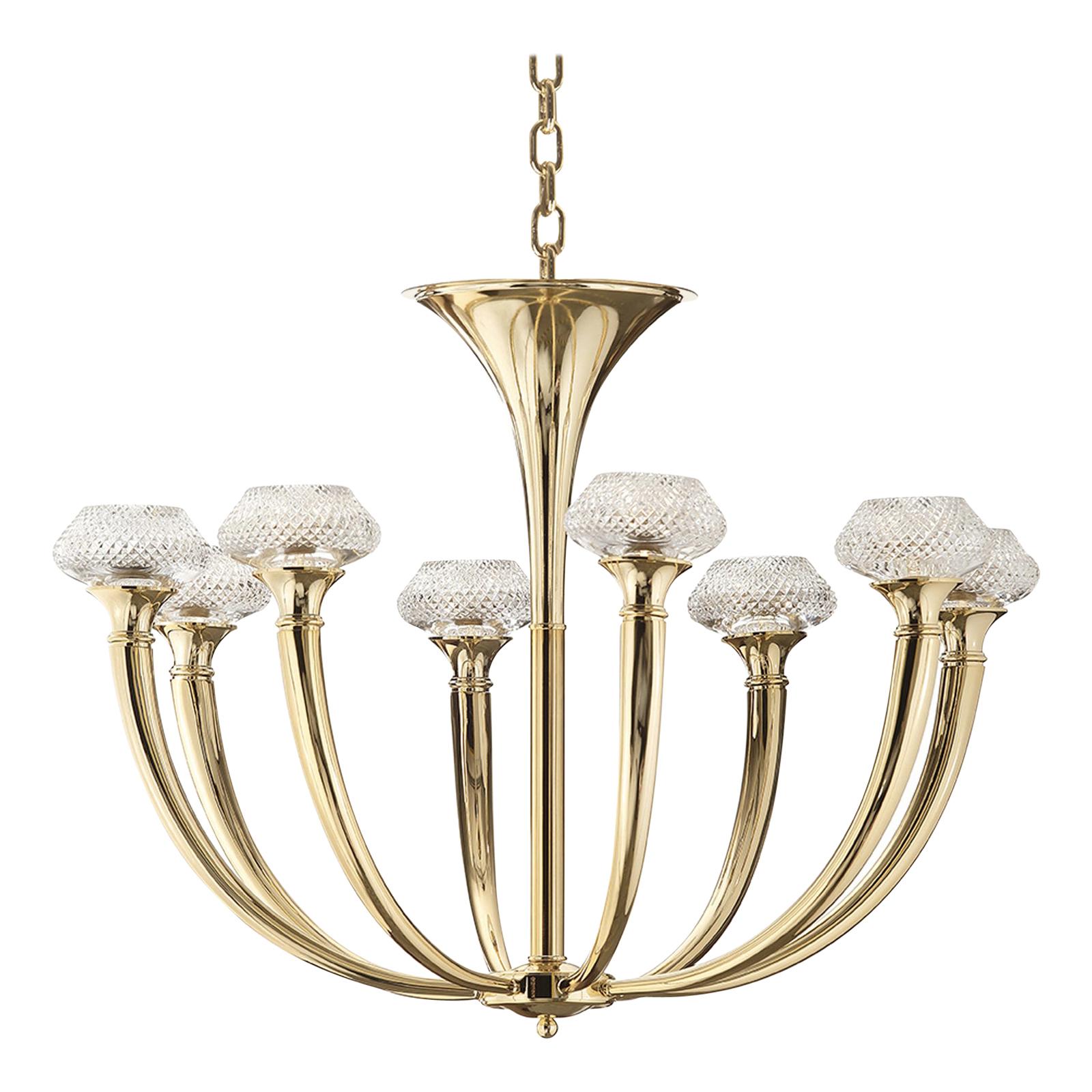 Art Deco Small Chandelier with Crystal