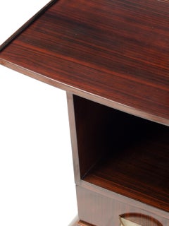 French Art Deco Console Table, Walnut Veneer, Two Drawers, 1930s
