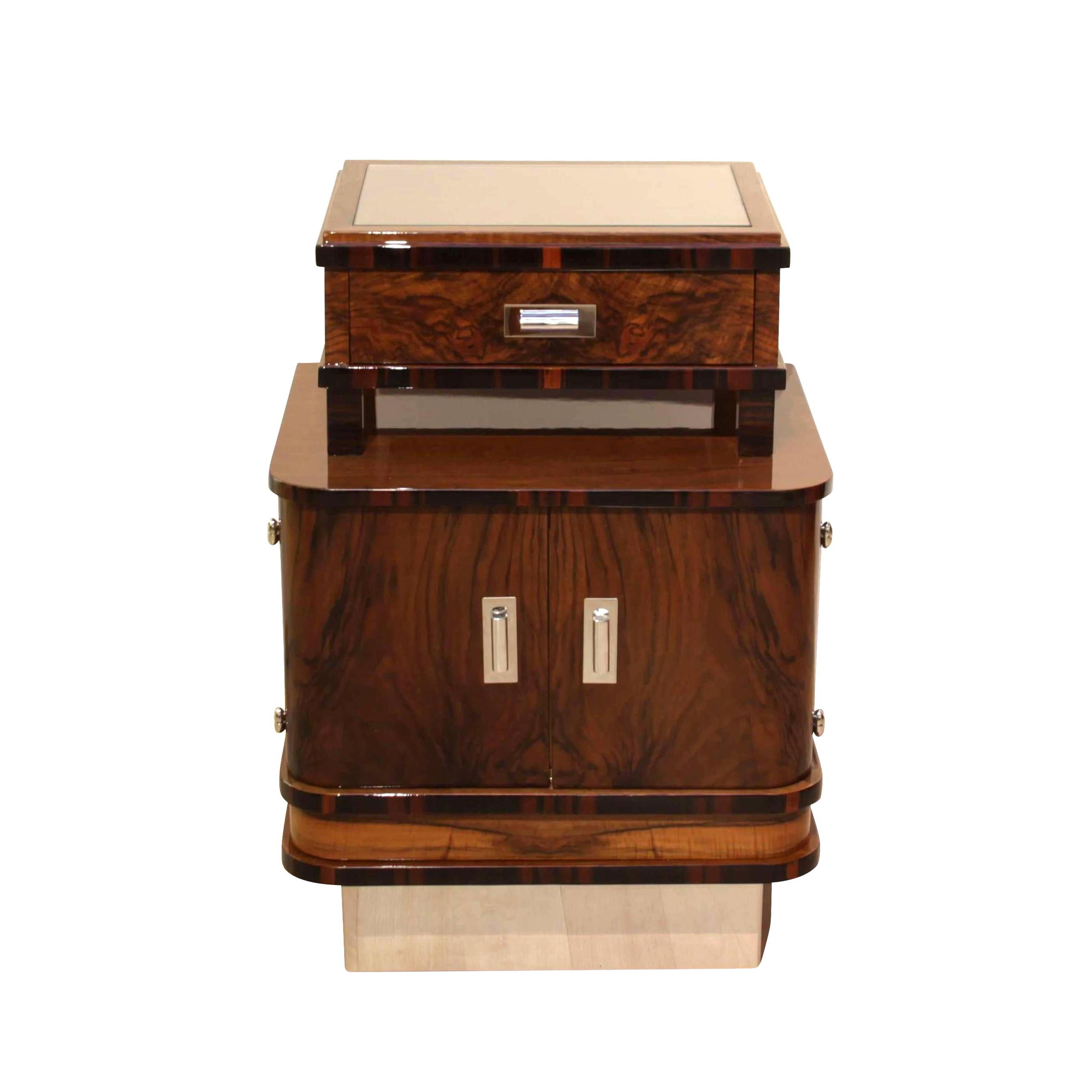 Art Deco Small Furniture/Nightstand, Walnut and Macassar, France circa 1930