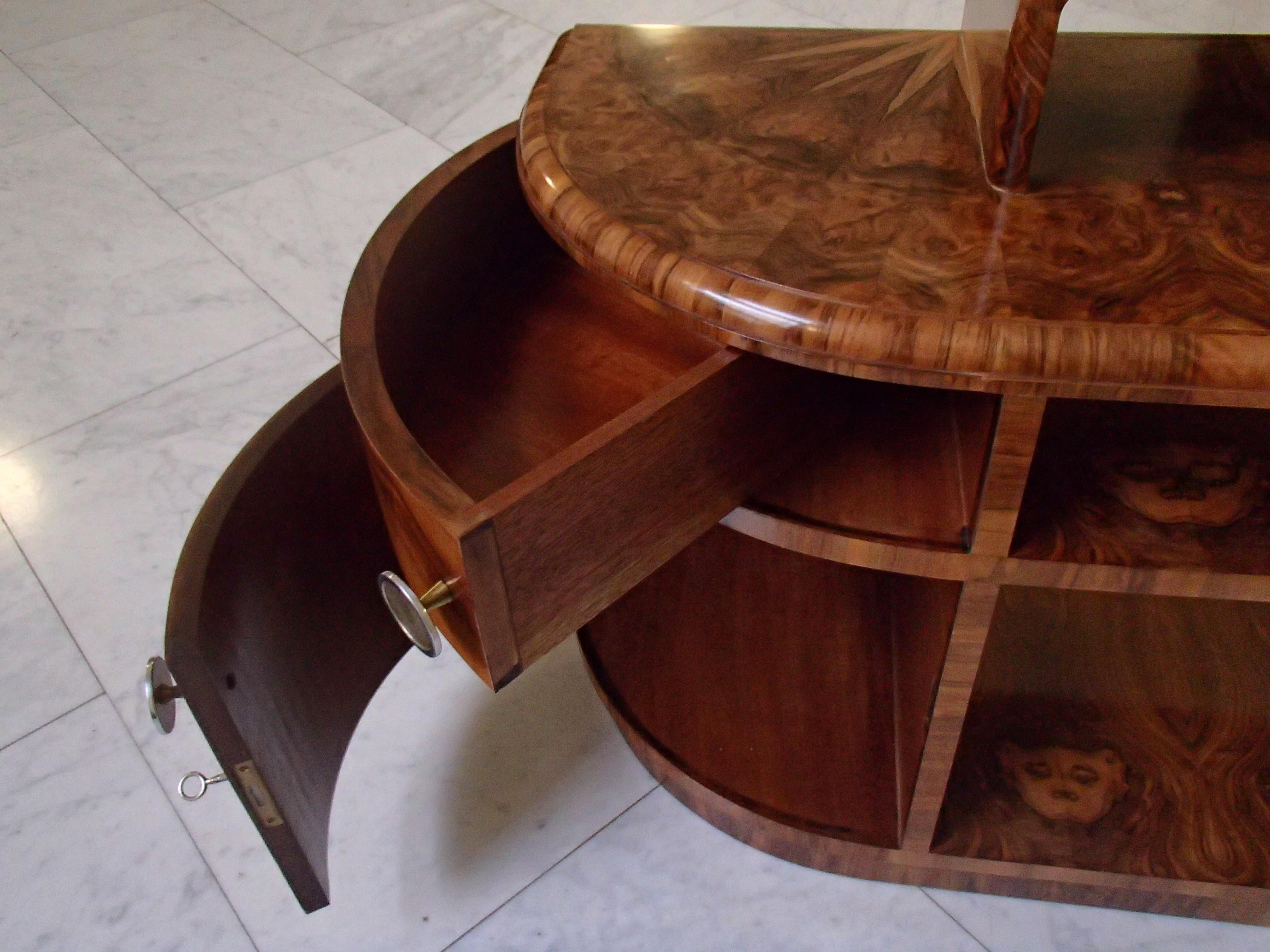 Art Deco Small Sideboard, Drinking Cabinet or Cupboard Walnut Roots Veneer For Sale 6