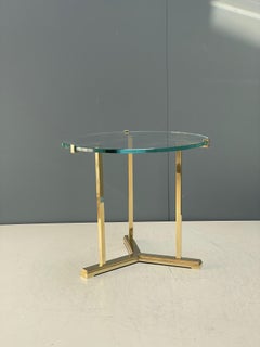 Art Deco small table, round, glass top, brass